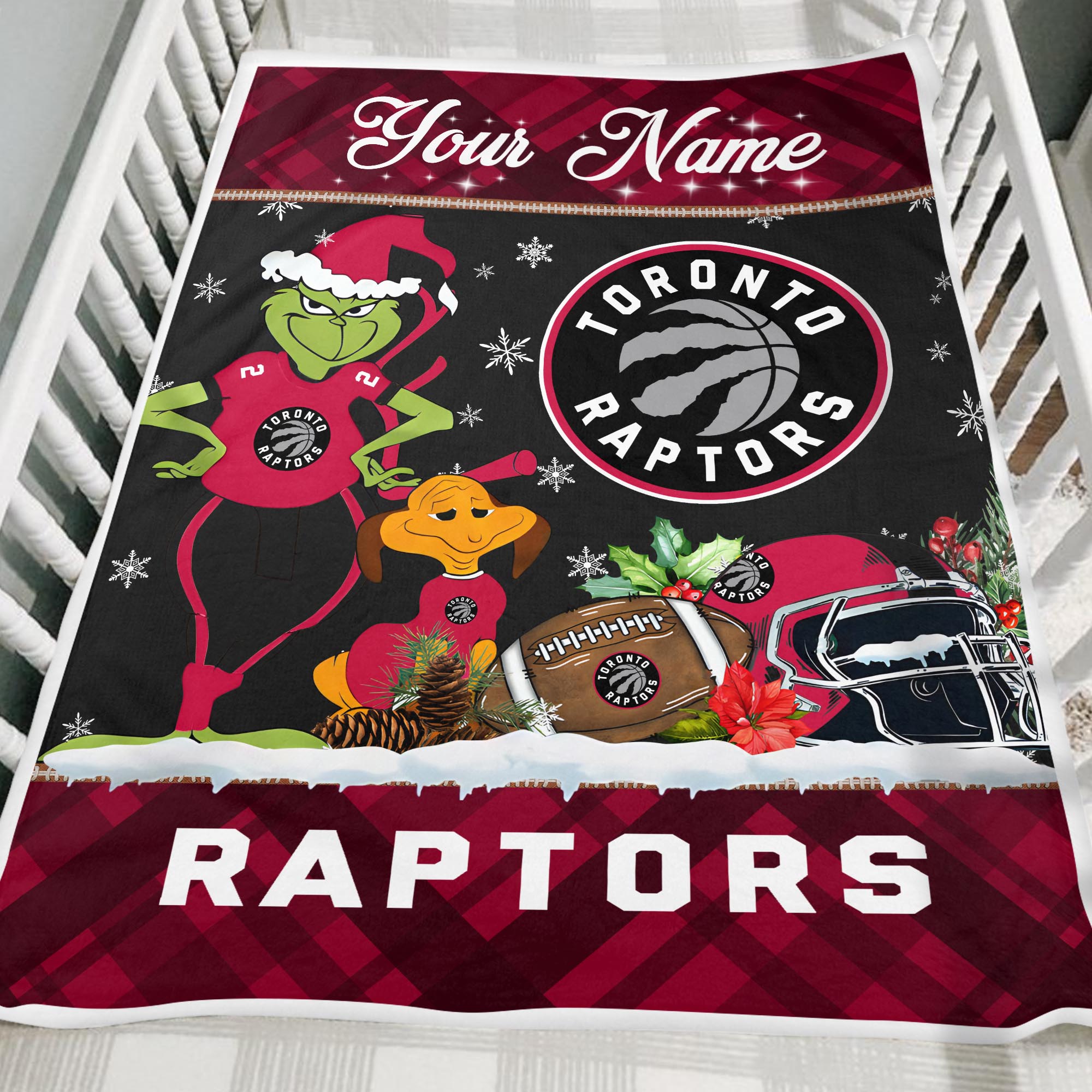 Sportswearmerch Toronto Raptors NBA x Grinch Christmas Fleece Blanket For Fan