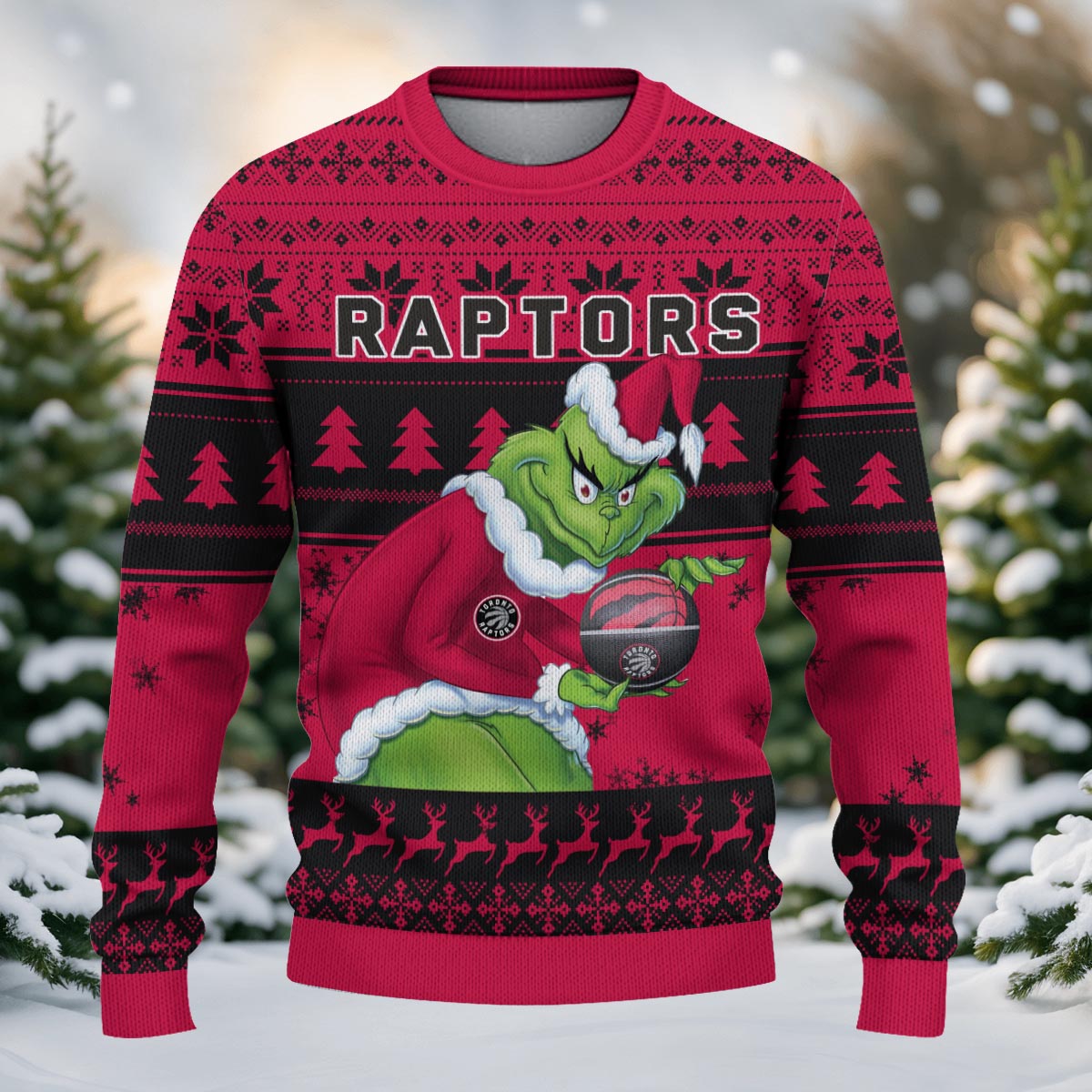 Sportswearmerch Toronto Raptors NBA x Grinch Christmas Ugly Sweater For Fans