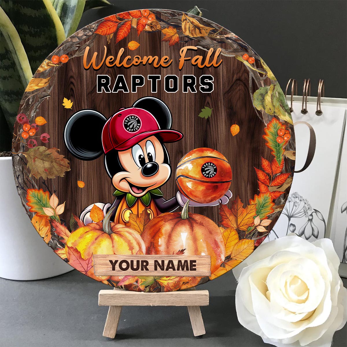 Sportswearmerch Toronto Raptors NBA x Mickey Round Wooden Sign For Fan