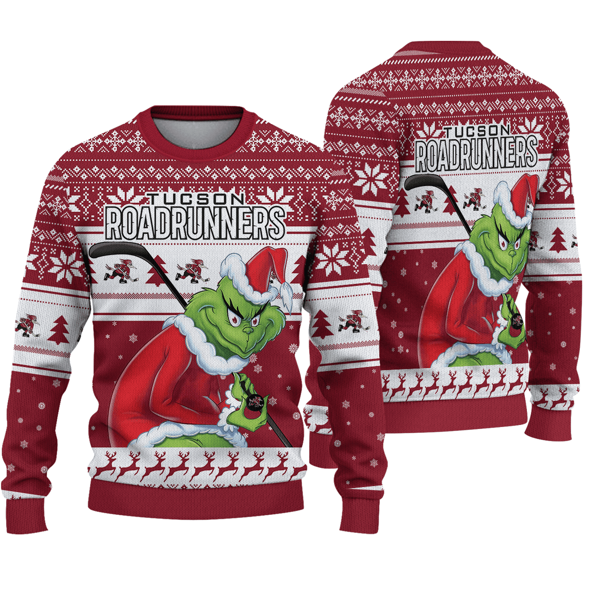 Sportswearmerch Tucson Roadrunners AHL x Grinch Christmas Ugly Sweater For Fans