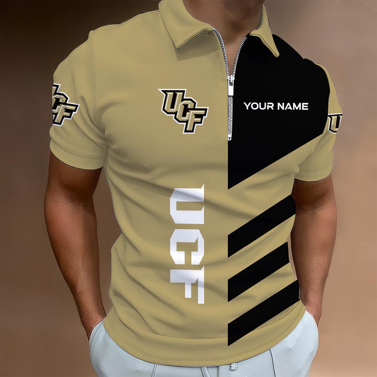 Sportswearmerch UCF Knights NCAA Lapel Zip Polo Shirt For Fan