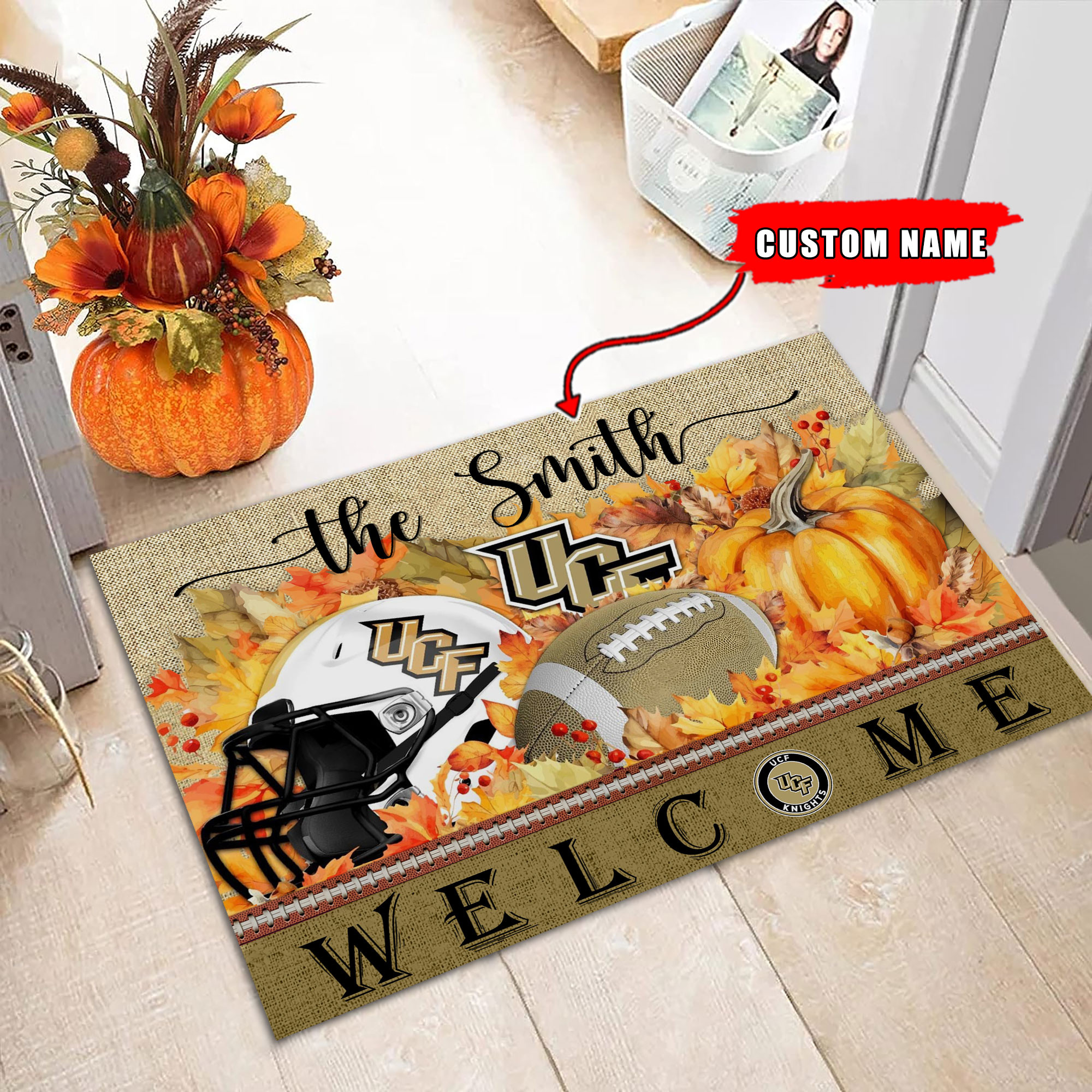 Sportswearmerch UCF Knights NCAA Welcome Fall Football Doormat For Fan