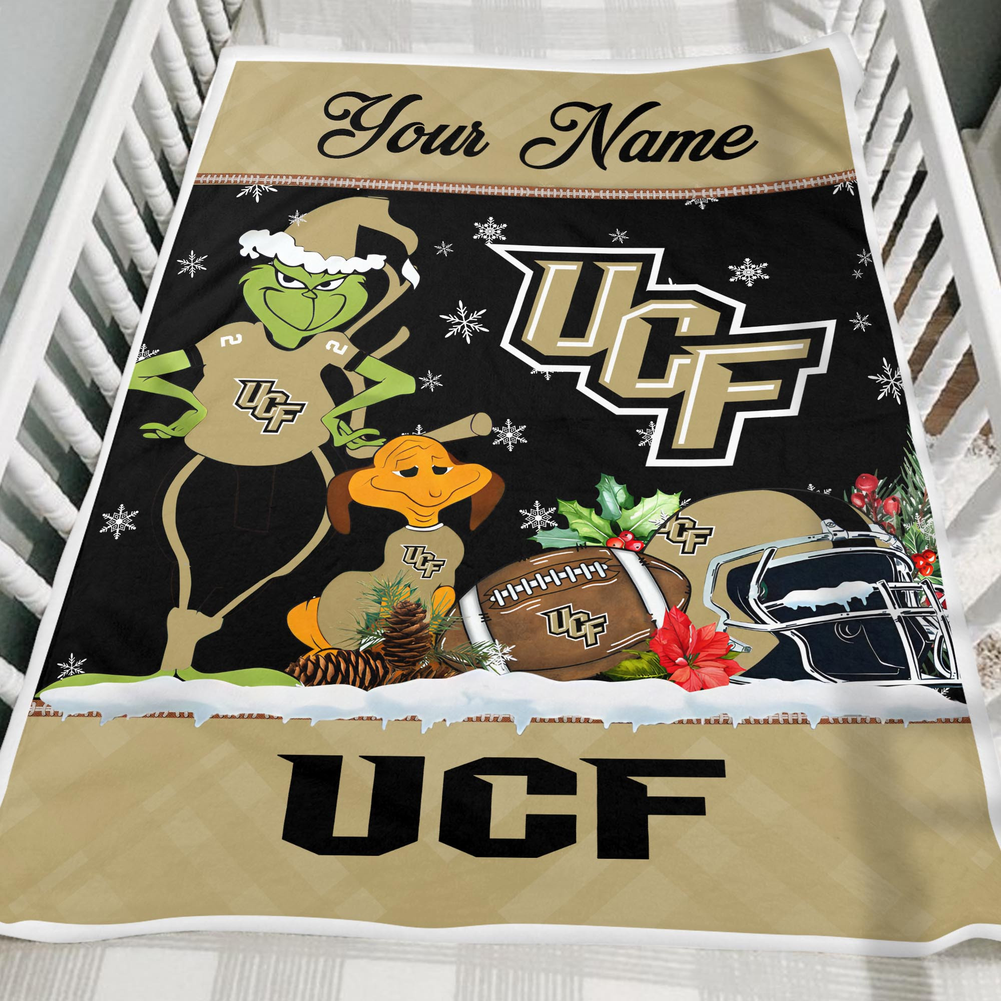 Sportswearmerch UCF Knights NCAA x Grinch Christmas Fleece Blanket For Fan