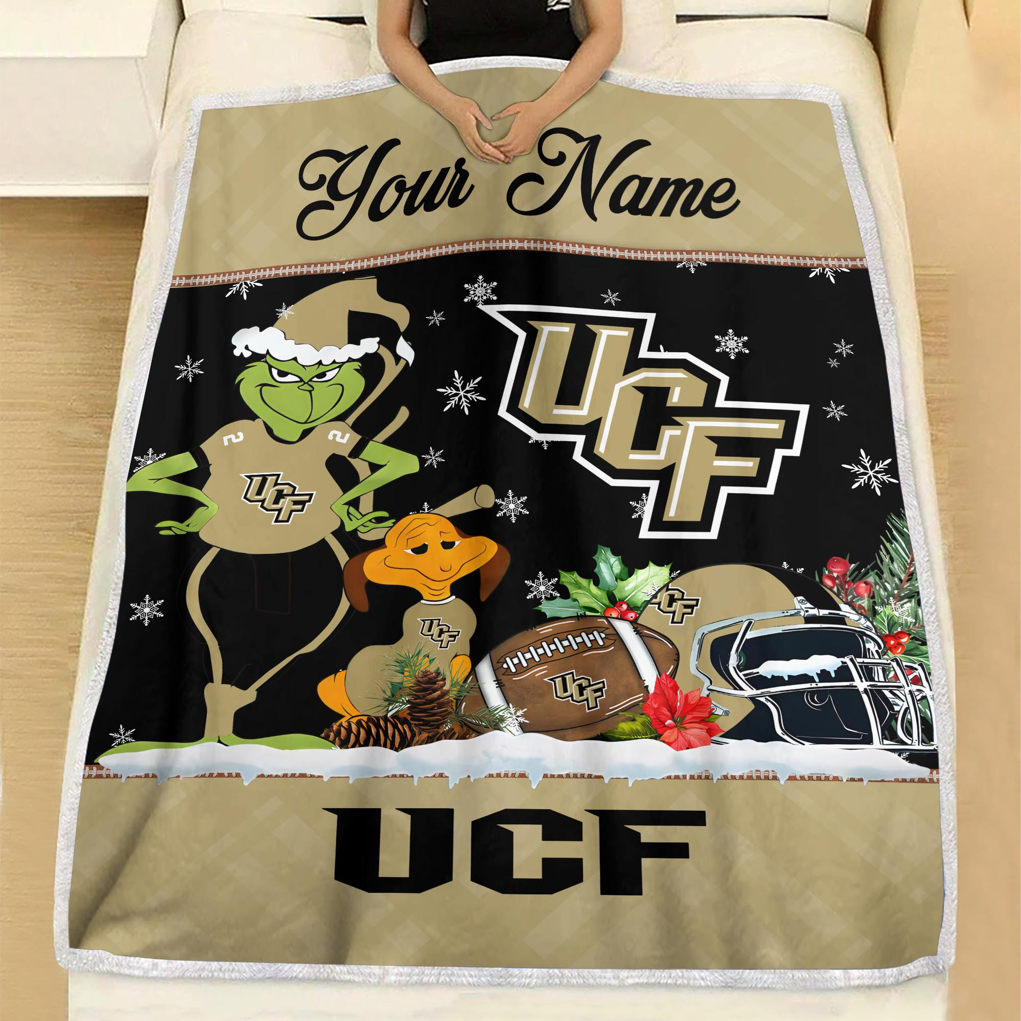 Sportswearmerch UCF Knights NCAA x Grinch Christmas Fleece Blanket For Fan