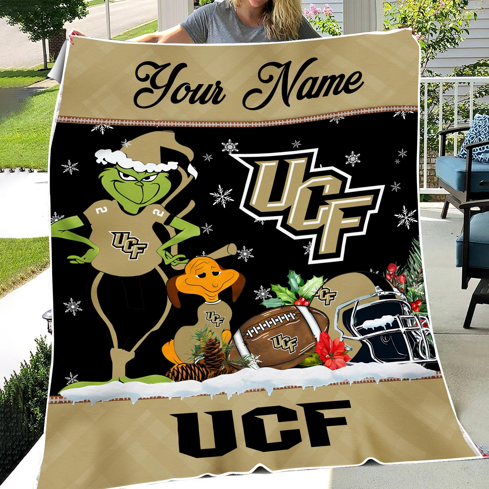 Sportswearmerch UCF Knights NCAA x Grinch Christmas Fleece Blanket For Fan
