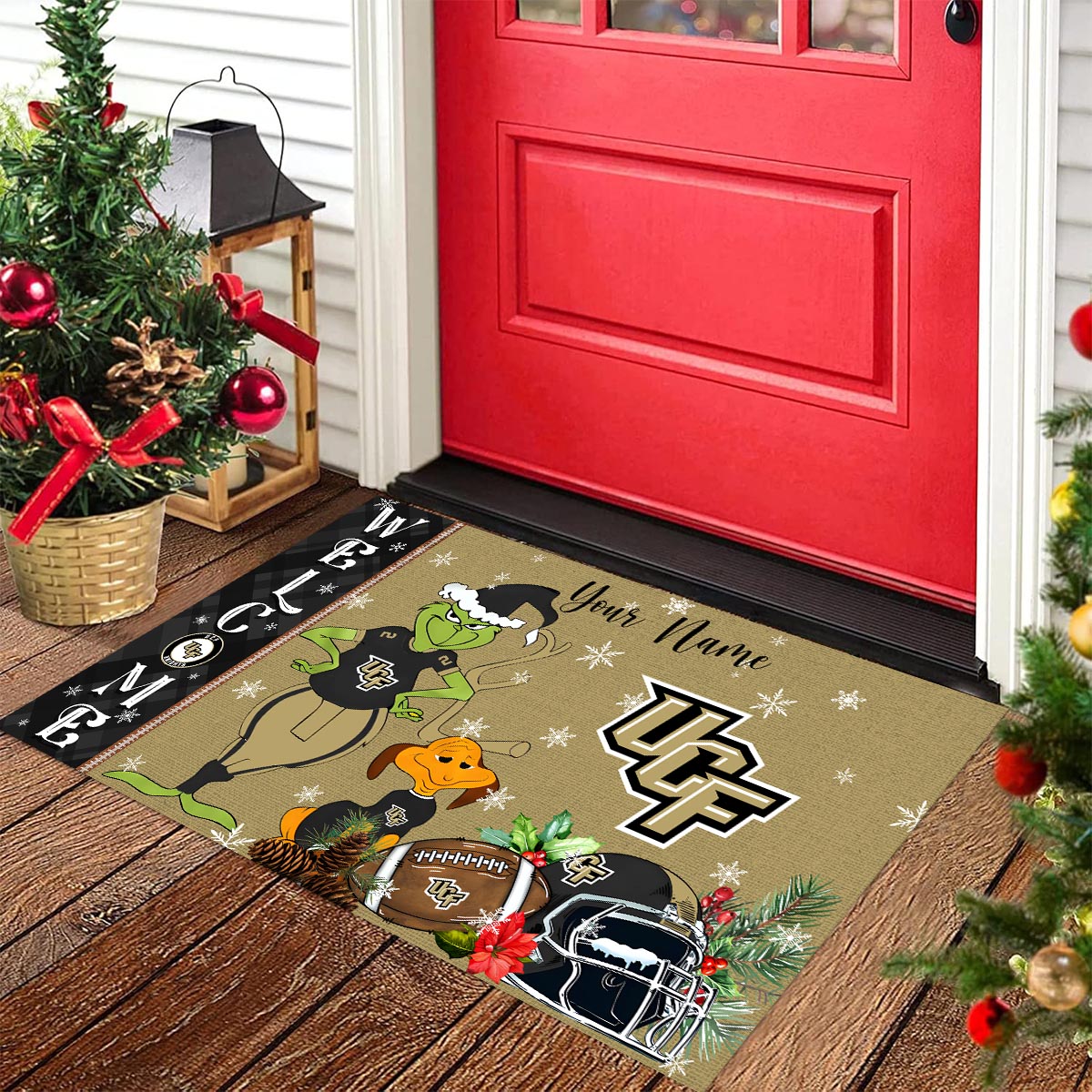 Sportswearmerch UCF Knights NCAA x Grinch Christmas Welcome Football Doormat For Fan