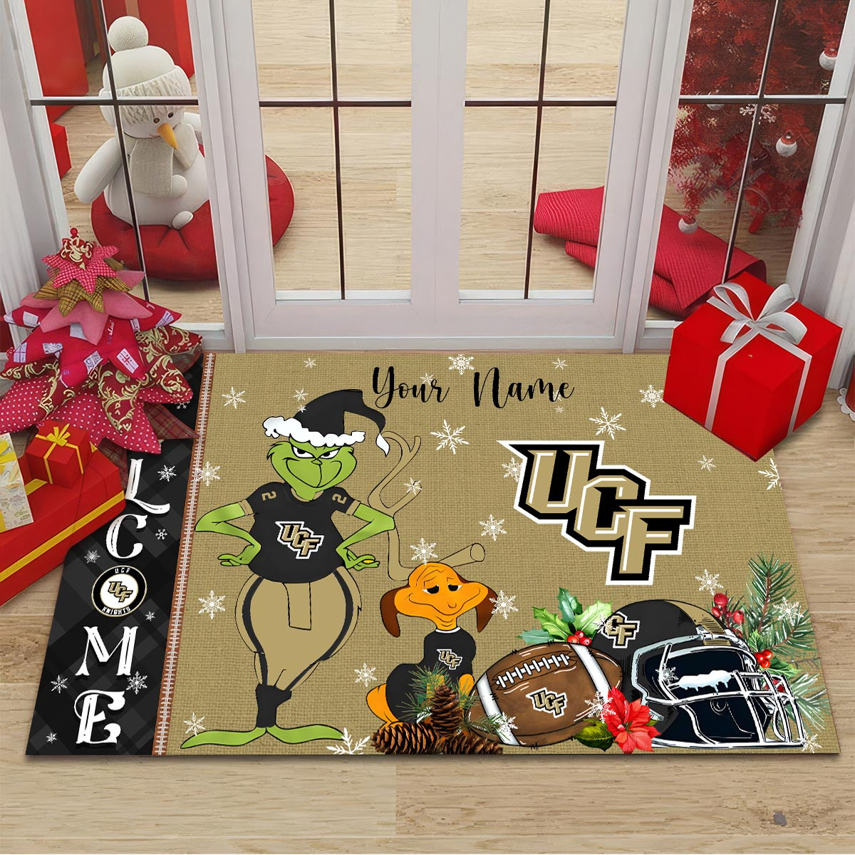 Sportswearmerch UCF Knights NCAA x Grinch Christmas Welcome Football Doormat For Fan