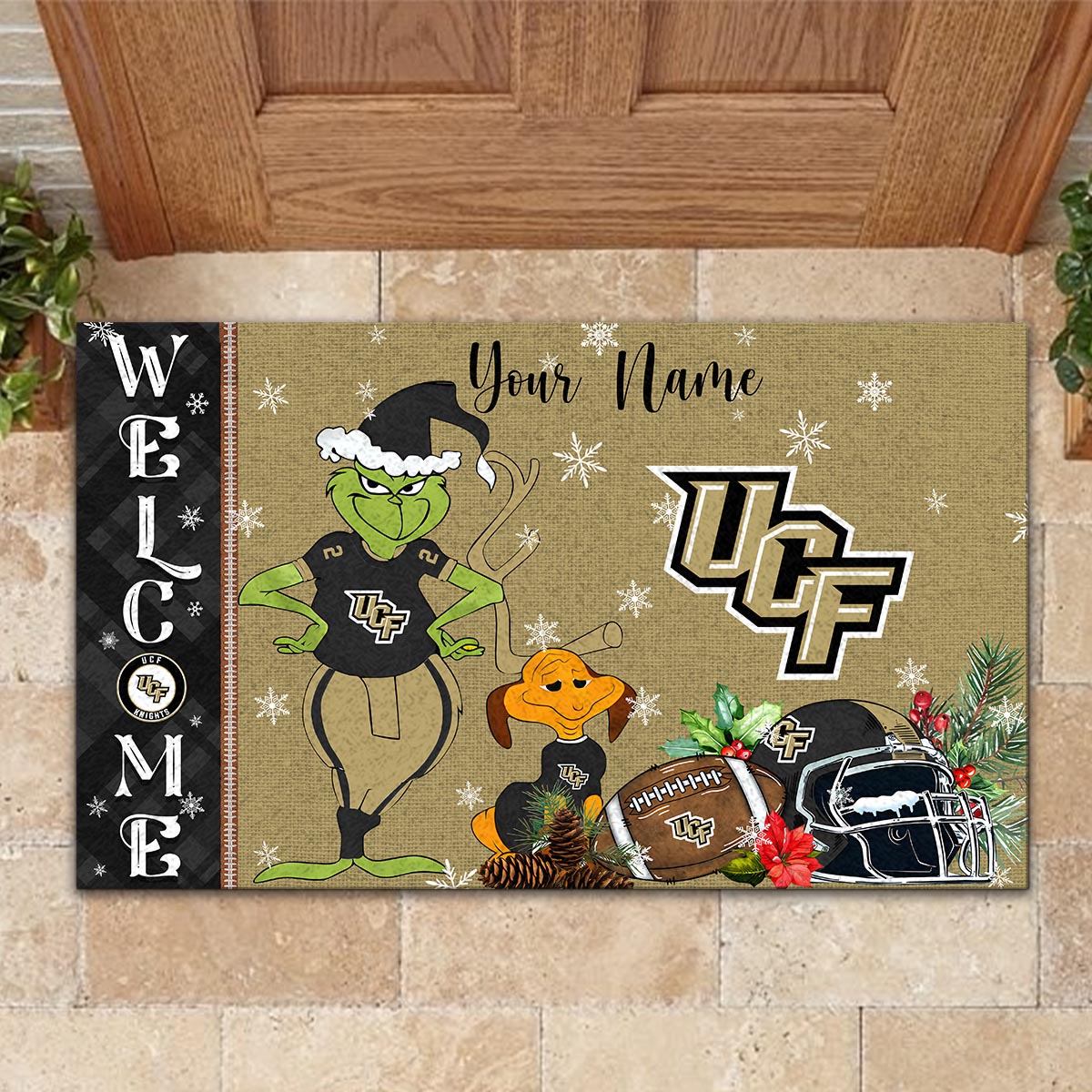 Sportswearmerch UCF Knights NCAA x Grinch Christmas Welcome Football Doormat For Fan