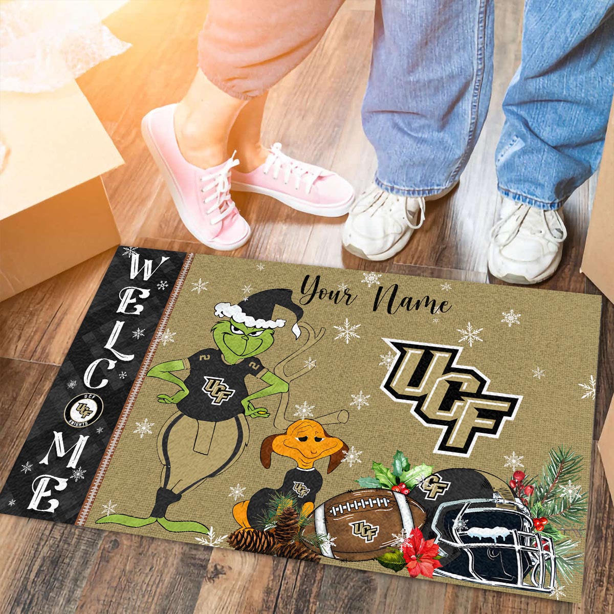 Sportswearmerch UCF Knights NCAA x Grinch Christmas Welcome Football Doormat For Fan
