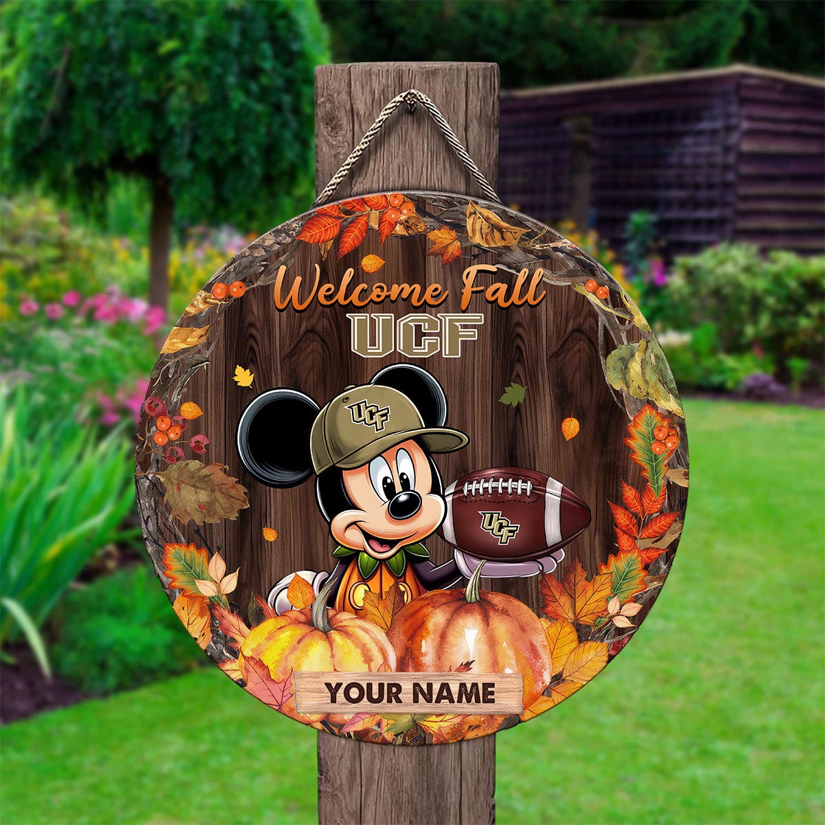 Sportswearmerch UCF Knights NCAA x Mickey Round Wooden Sign For Fan