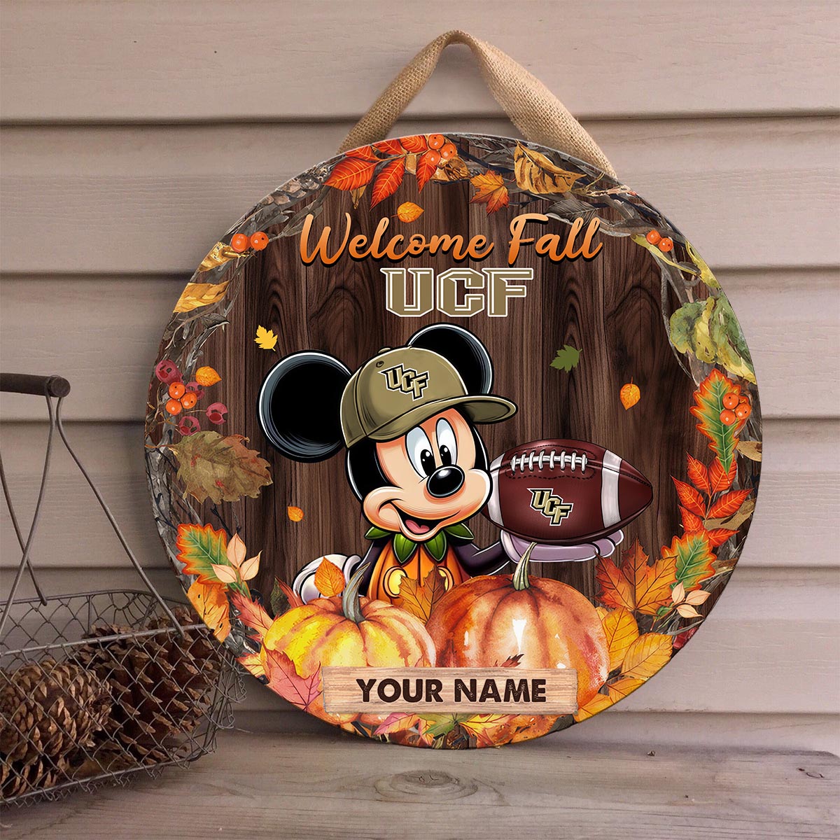 Sportswearmerch UCF Knights NCAA x Mickey Round Wooden Sign For Fan