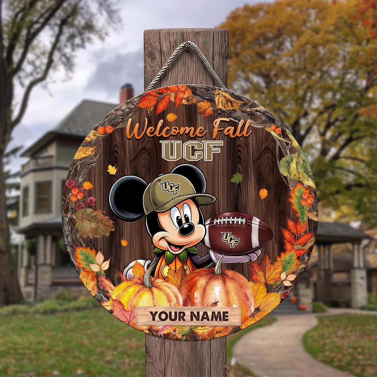 Sportswearmerch UCF Knights NCAA x Mickey Round Wooden Sign For Fan