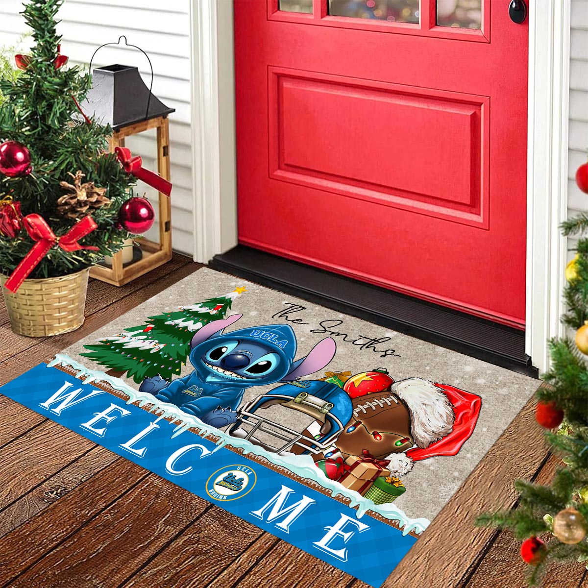 Sportswearmerch UCLA Bruins NCAA x Cute Stitch Christmas Doormat For Fan