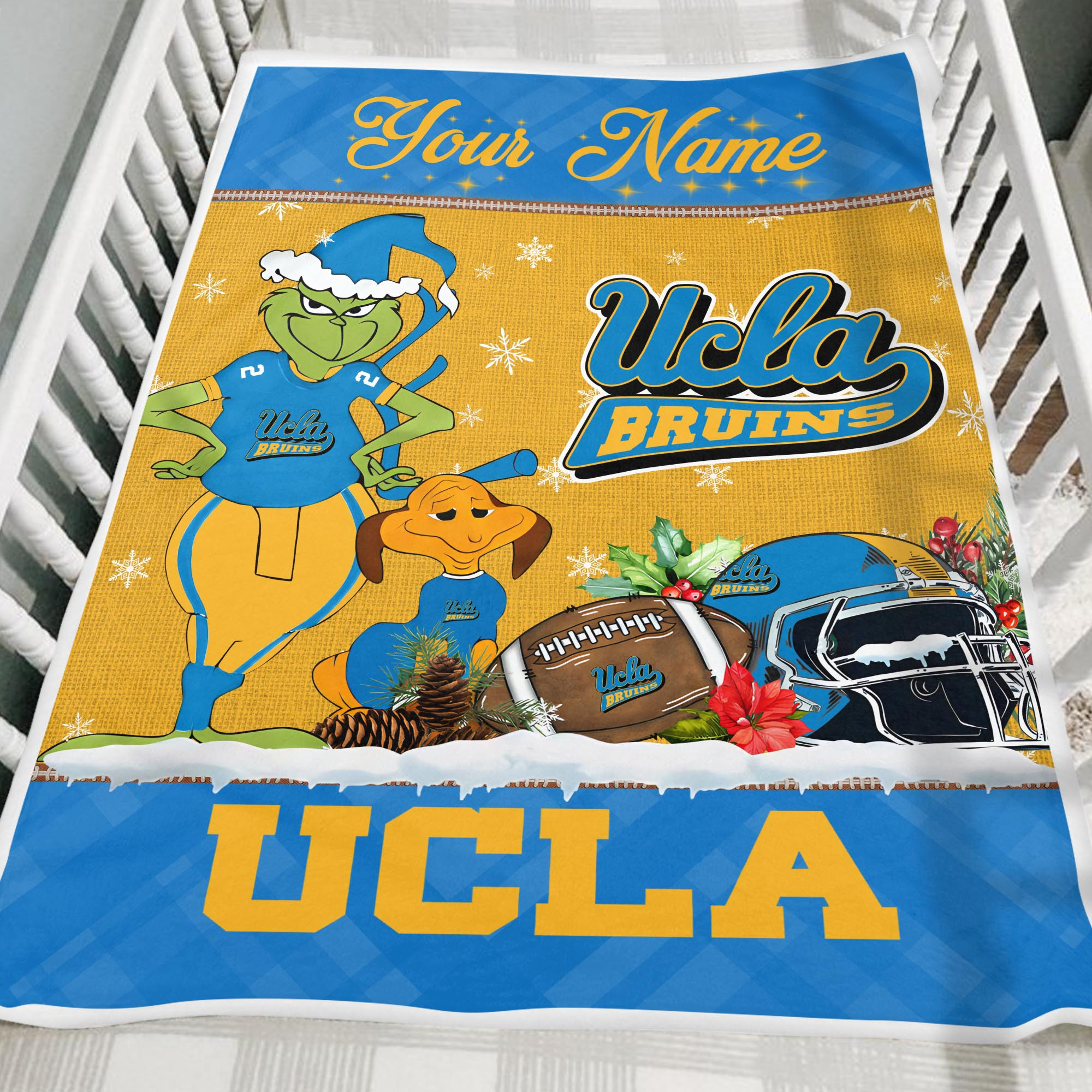 Sportswearmerch UCLA Bruins NCAA x Grinch Christmas Fleece Blanket For Fan