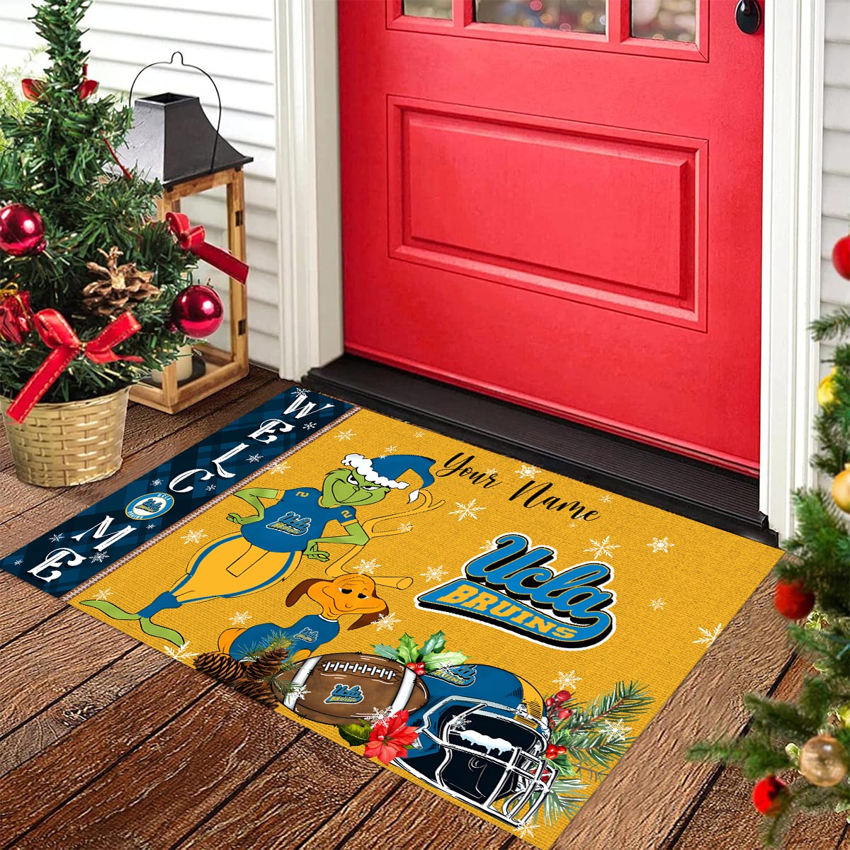 Sportswearmerch UCLA Bruins NCAA x Grinch Christmas Welcome Football Doormat For Fan