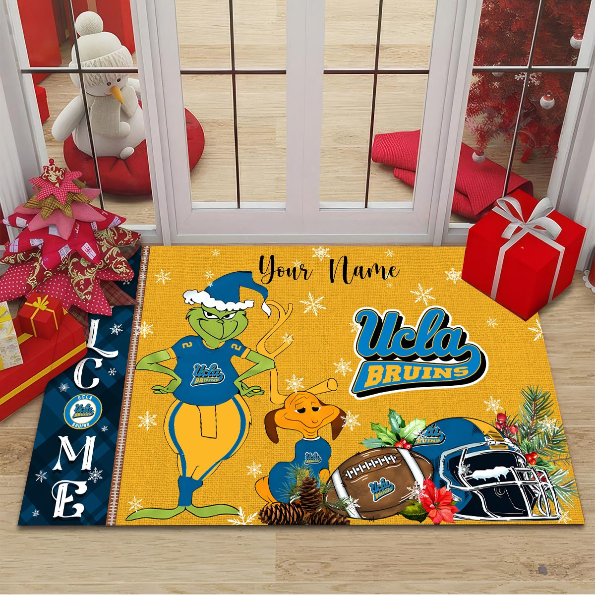 Sportswearmerch UCLA Bruins NCAA x Grinch Christmas Welcome Football Doormat For Fan