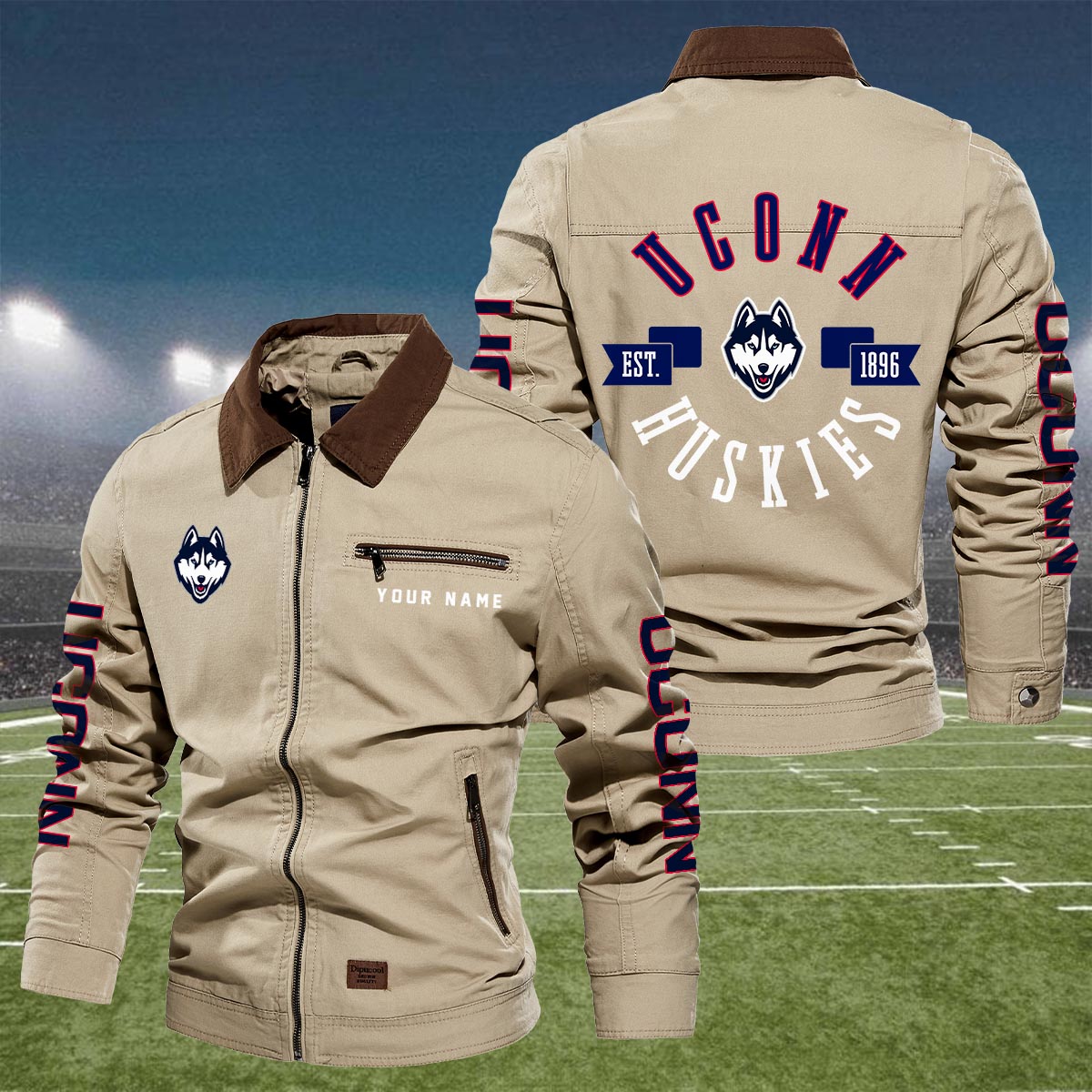 Sportswearmerch Uconn Huskie NCAA Lapel Jacket For Fan