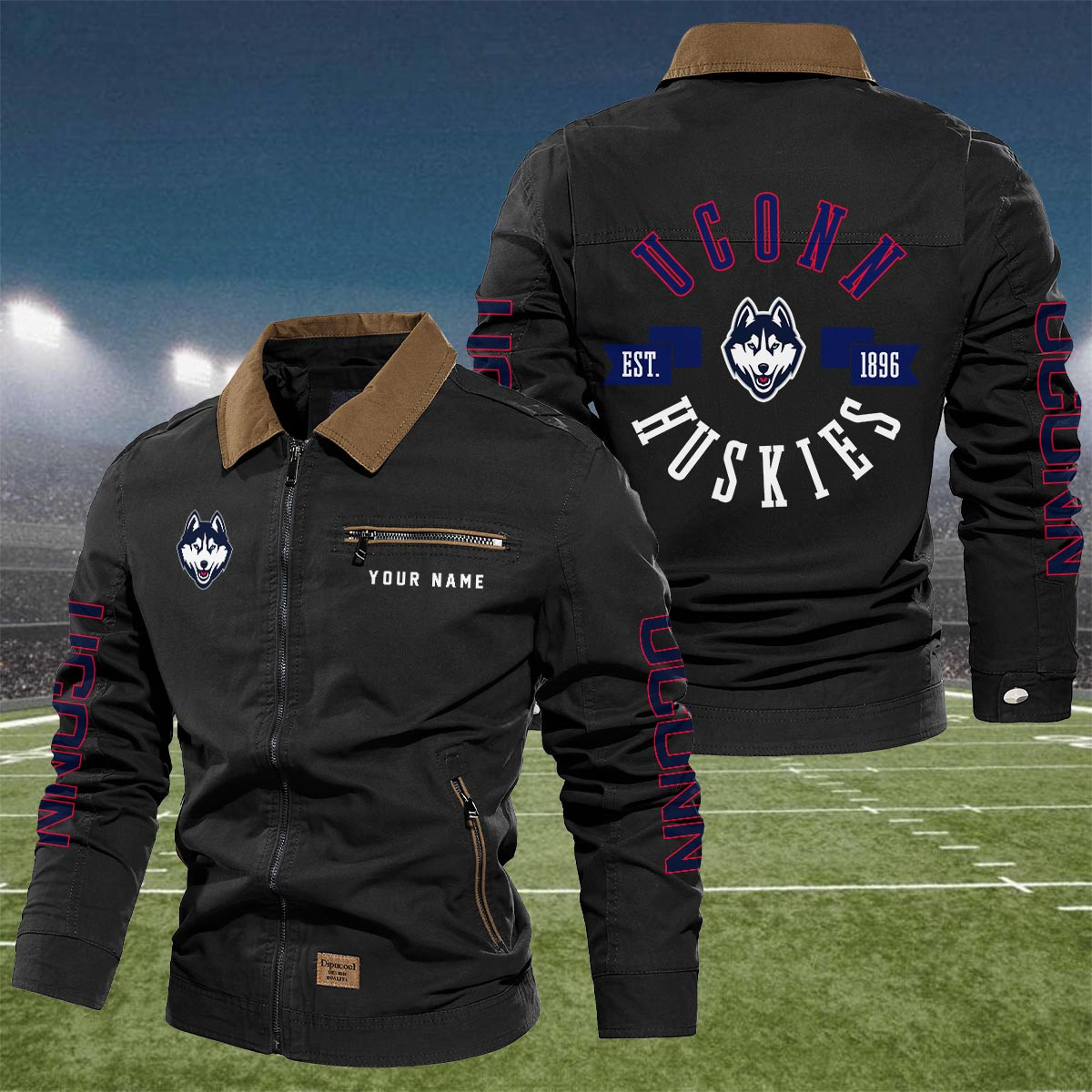 Sportswearmerch Uconn Huskie NCAA Lapel Jacket For Fan