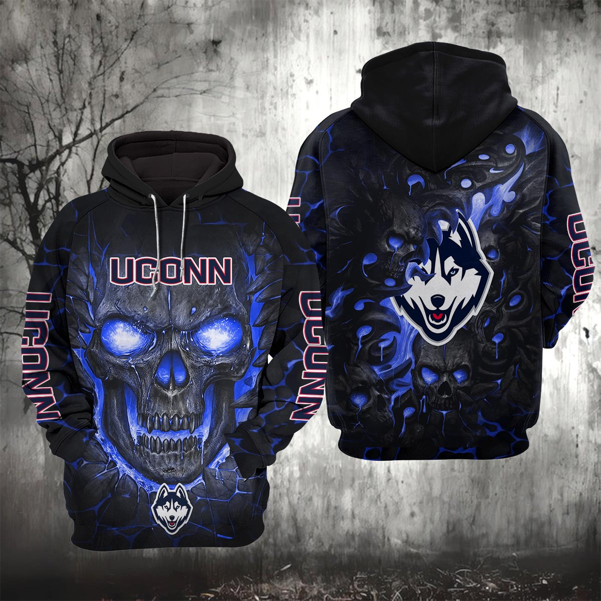Sportswearmerch Uconn Huskies NCAA Lava Skull Hoodie For Fan
