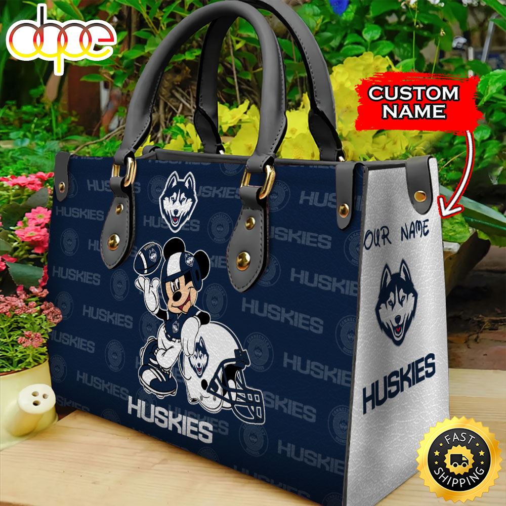 Sportswearmerch UConn Huskies NCAA Mickey Leather Bag For Fan
