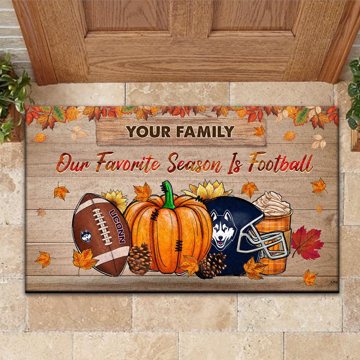 Sportswearmerch Uconn Huskies NCAA Our Favorite Season is Football Doormat For Fan