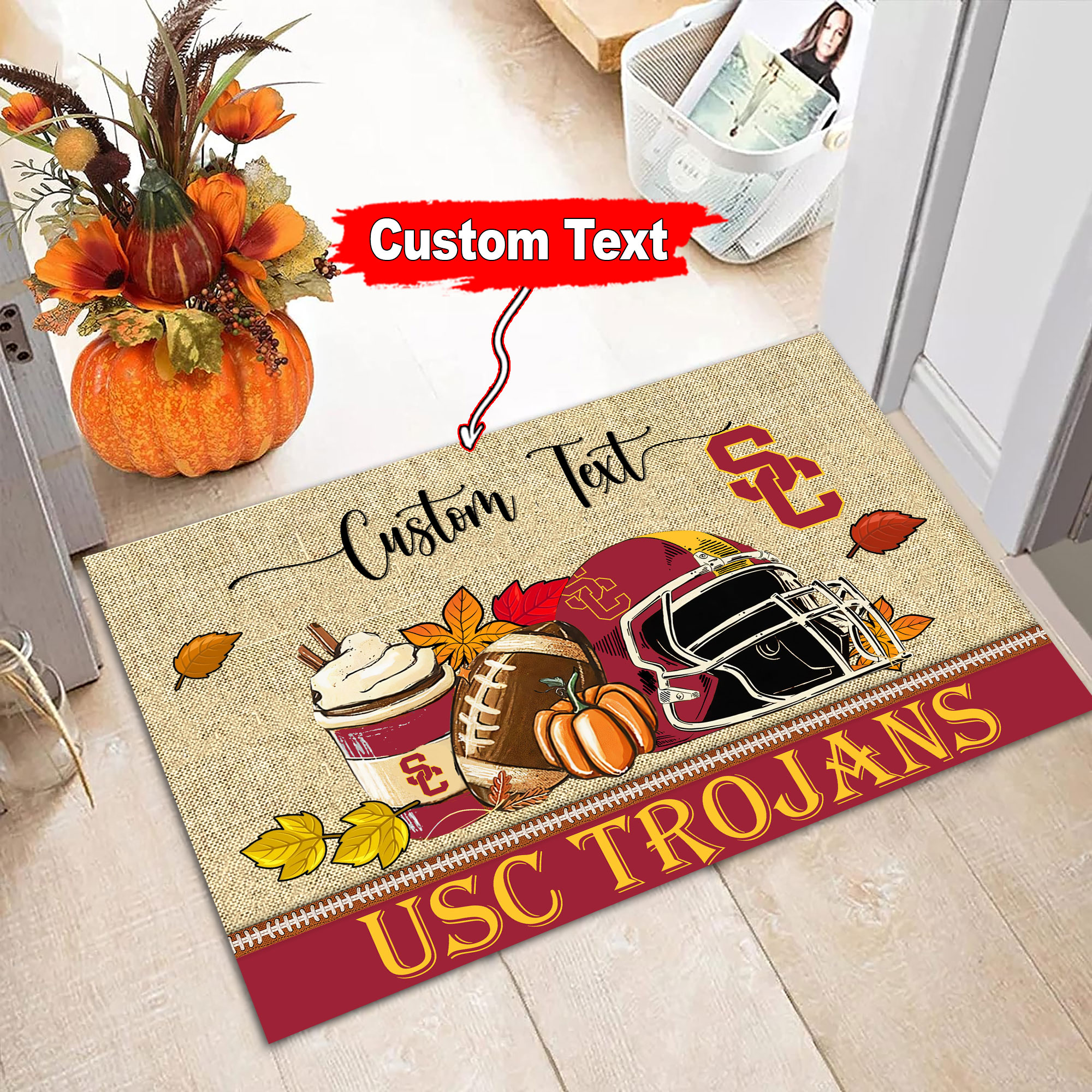 Sportswearmerch USC Trojans NCAA Fall Football Custom Doormat For Fan