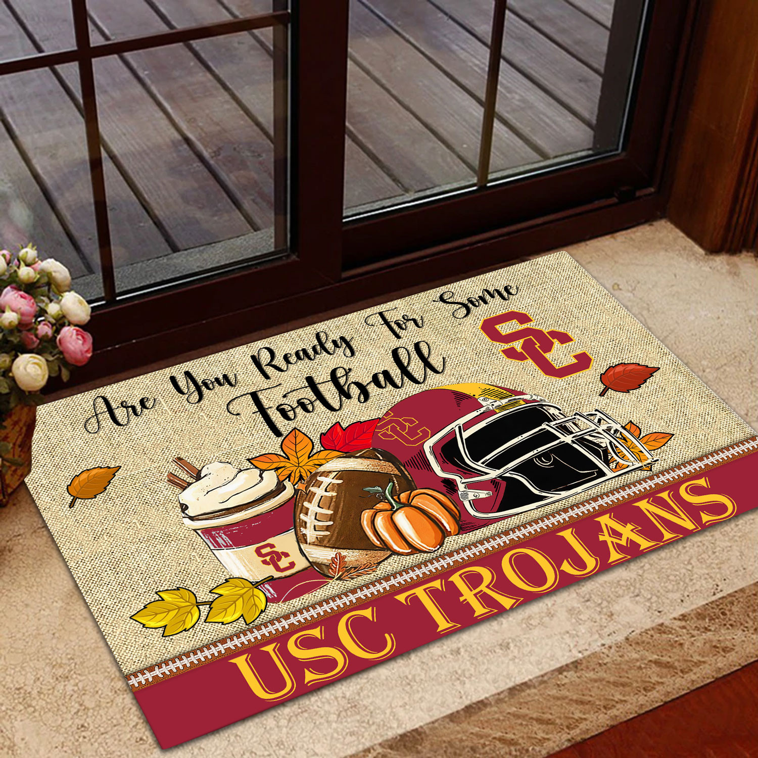 Sportswearmerch USC Trojans NCAA Fall Football Custom Doormat For Fan