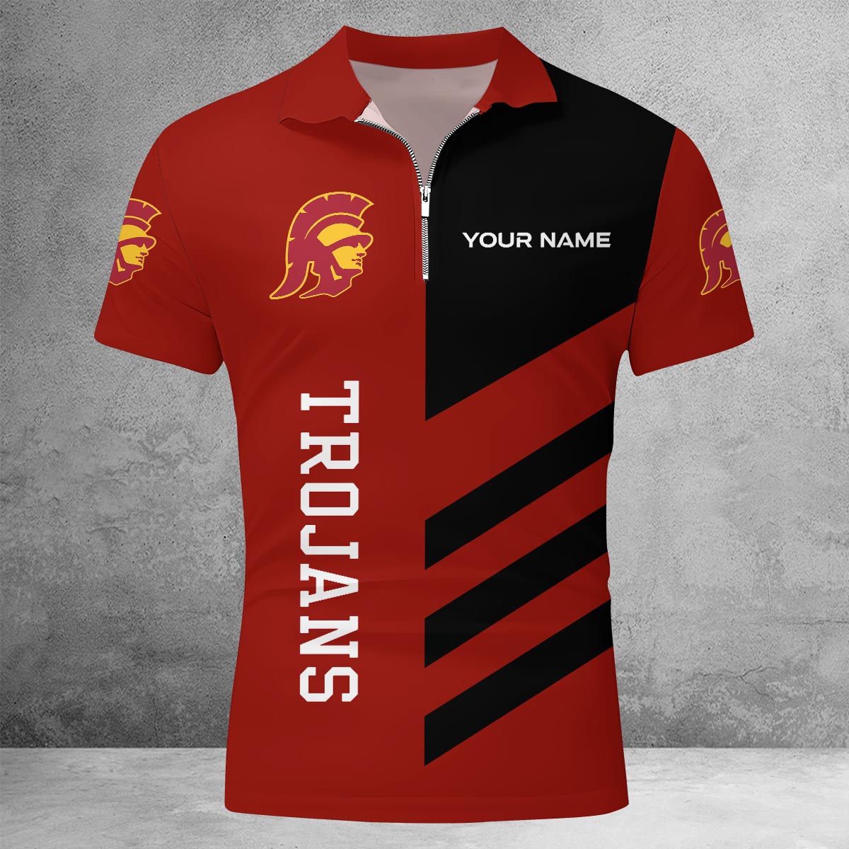 Sportswearmerch USC Trojans NCAA Lapel Zip Polo Shirt For Fan