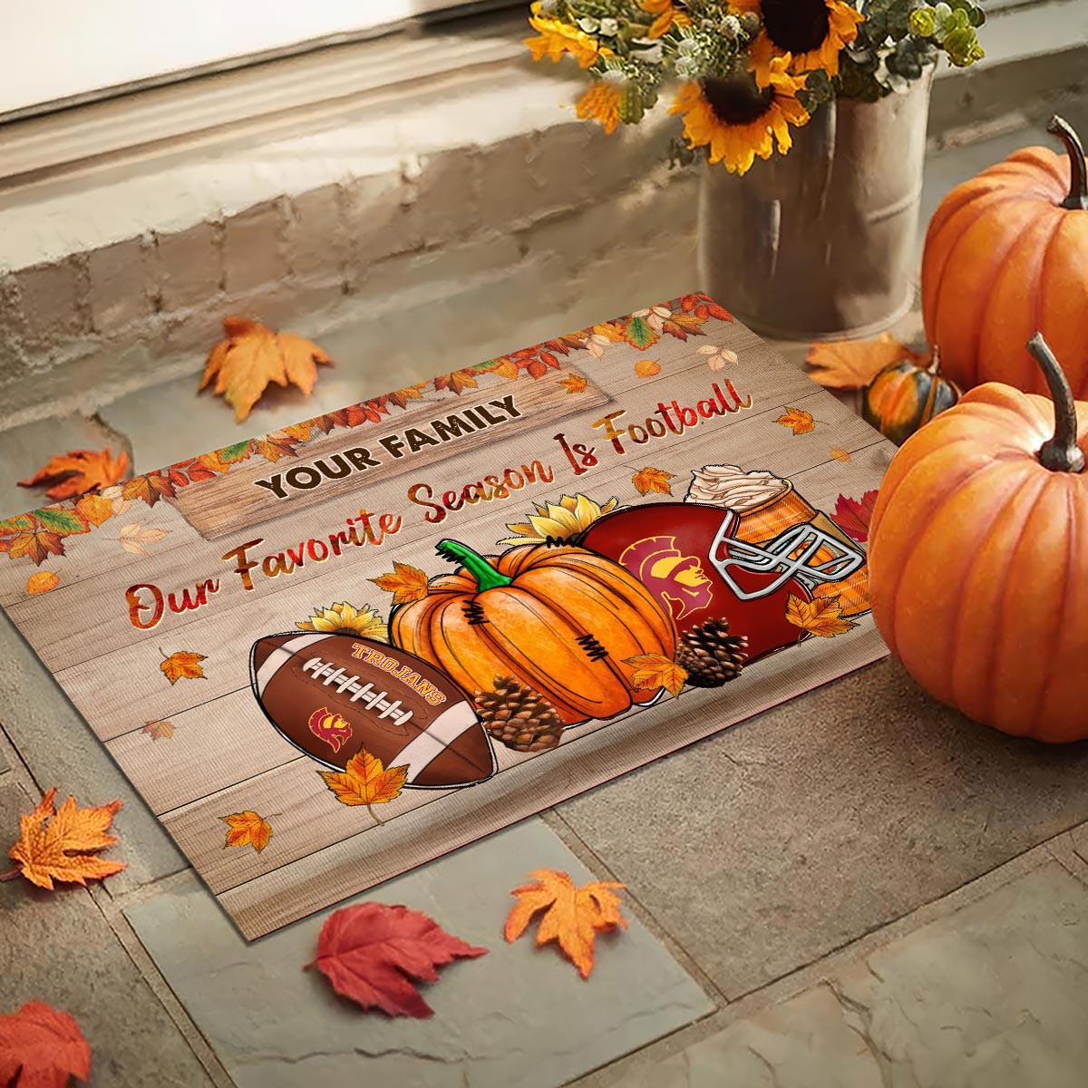 Sportswearmerch USC Trojans NCAA Our Favorite Season is Football Doormat For Fan