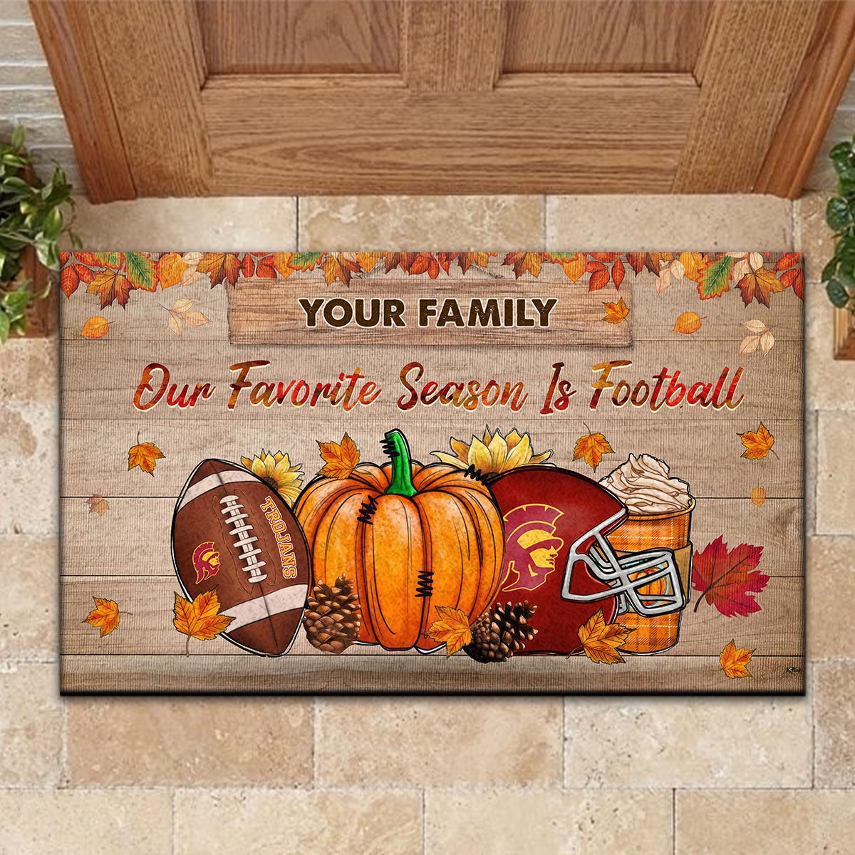 Sportswearmerch USC Trojans NCAA Our Favorite Season is Football Doormat For Fan