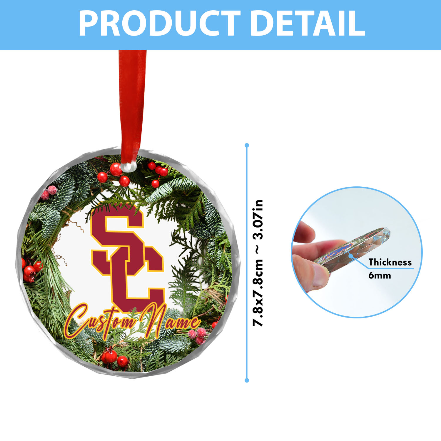 Sportswearmerch USC Trojans NCAA x Christmas Glass Ornament Gift For Fans