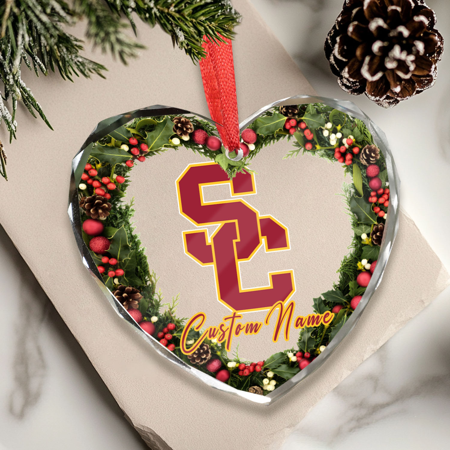 Sportswearmerch USC Trojans NCAA x Christmas Glass Ornament Gift For Fans