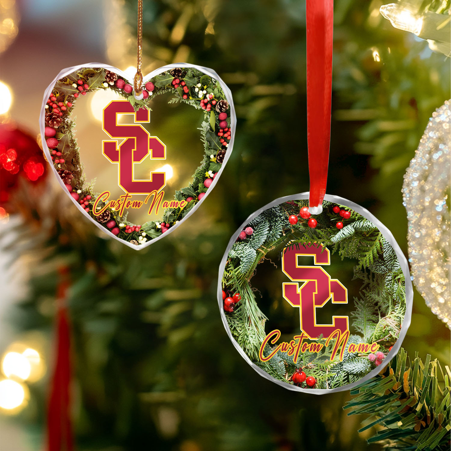 Sportswearmerch USC Trojans NCAA x Christmas Glass Ornament Gift For Fans