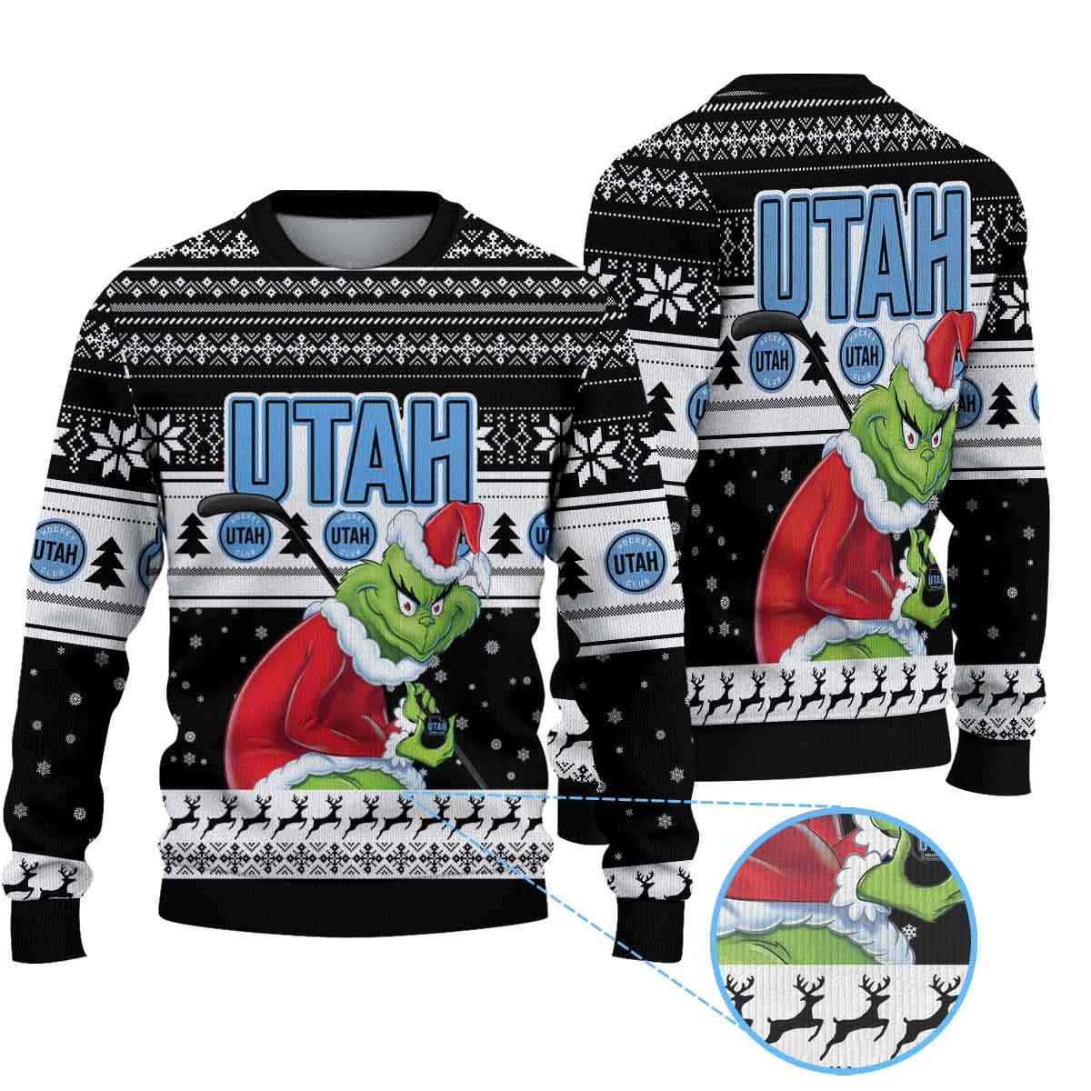 Sportswearmerch Utah Hockey Club NHL x Grinch Christmas Ugly Sweater For Fans