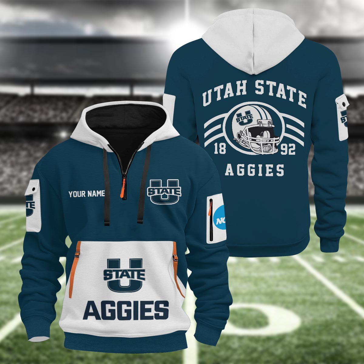 Sportswearmerch Utah State Aggies NCAA Half Zip Hoodie Personalized For Fan