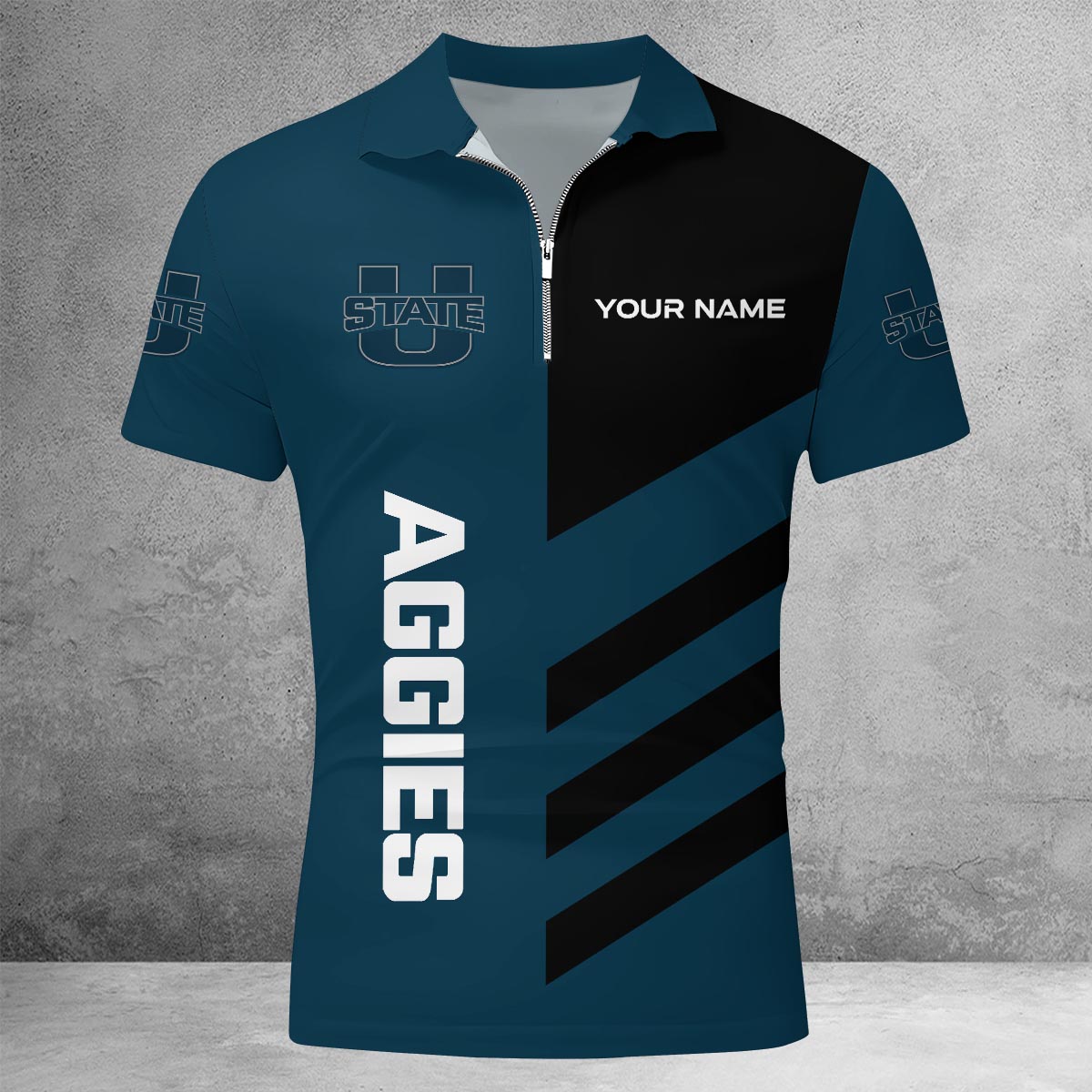 Sportswearmerch Utah State Aggies NCAA Lapel Zip Polo Shirt For Fan