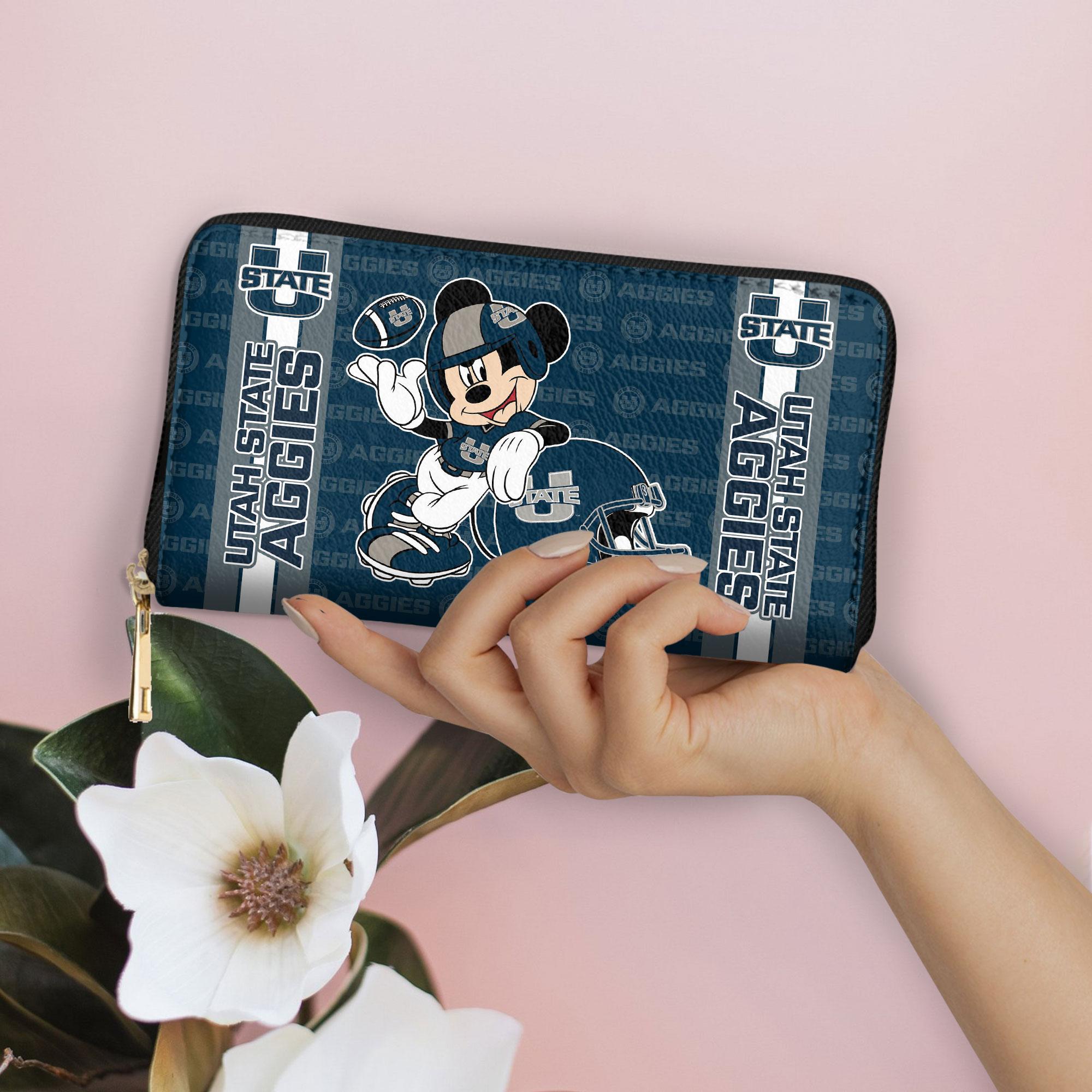 Sportswearmerch Utah State Aggies NCAA x Mickey Women Leather Handbag For Fan