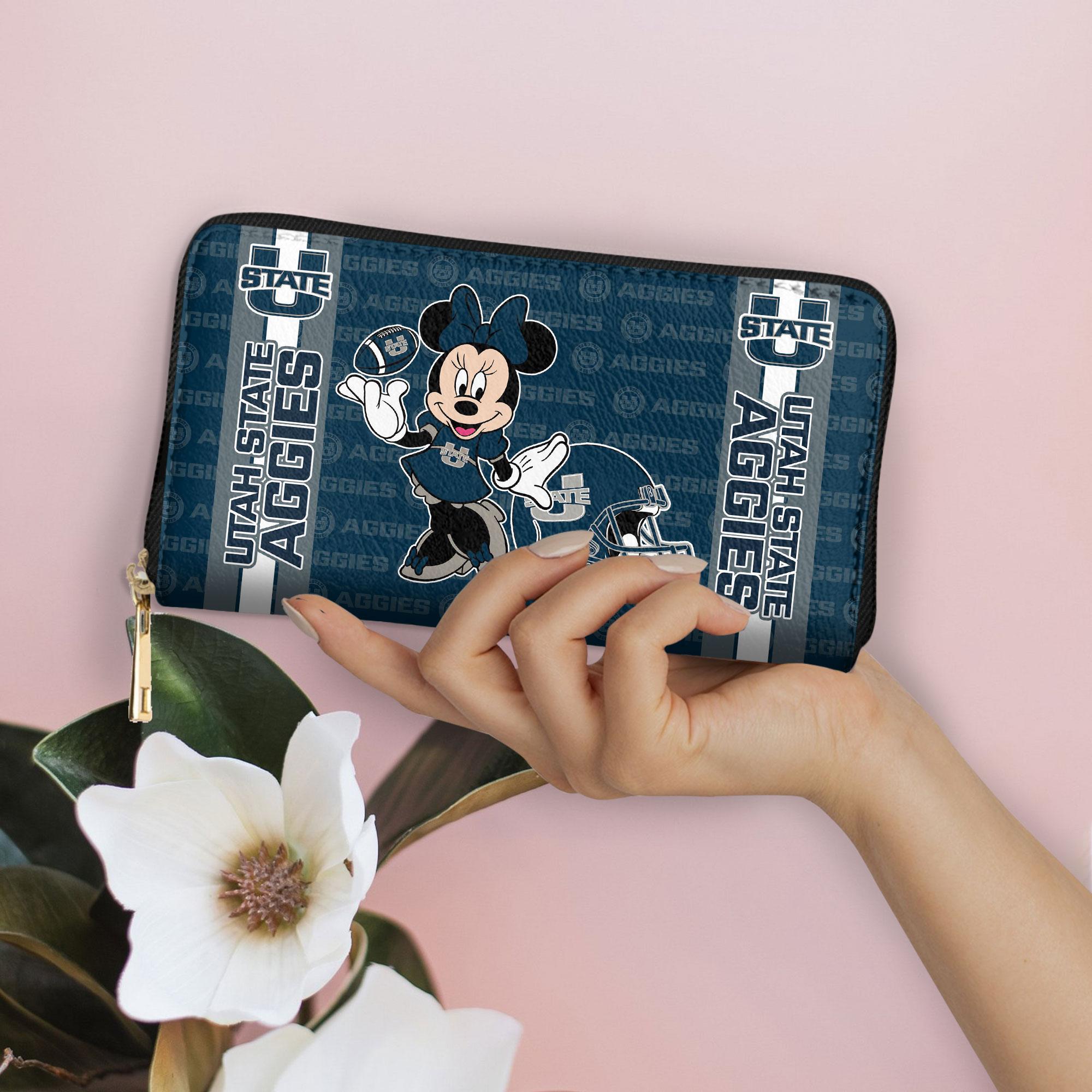 Sportswearmerch Utah State Aggies NCAA x Minnie Women Leather Handbag For Fan
