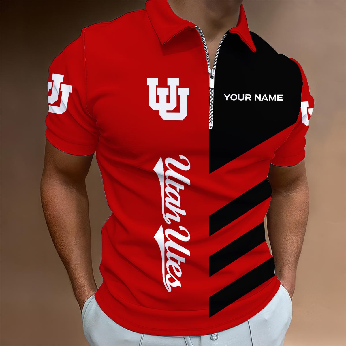 Sportswearmerch Utah Utes NCAA Lapel Zip Polo Shirt For Fan