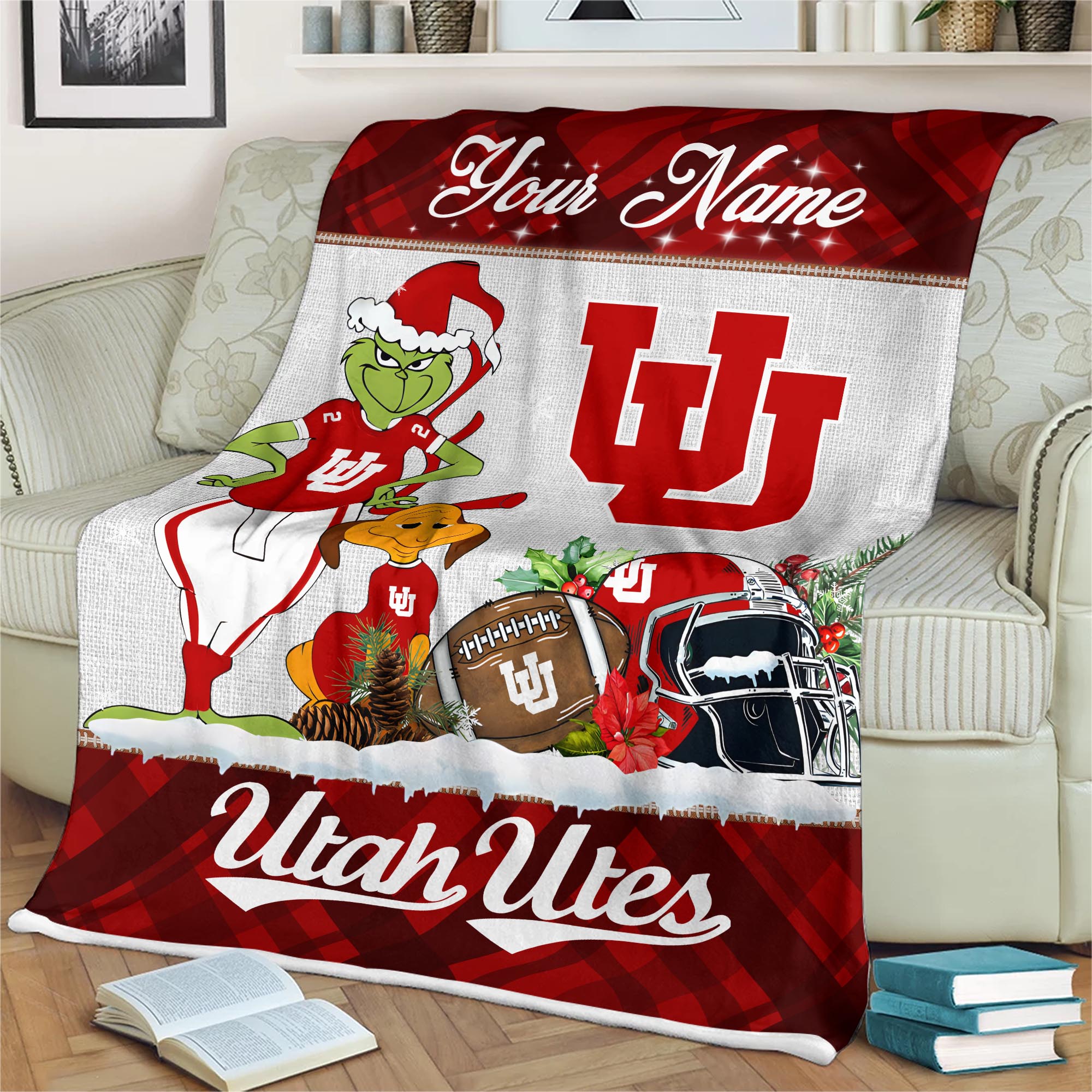 Sportswearmerch Utah Utes NCAA x Grinch Christmas Fleece Blanket For Fan