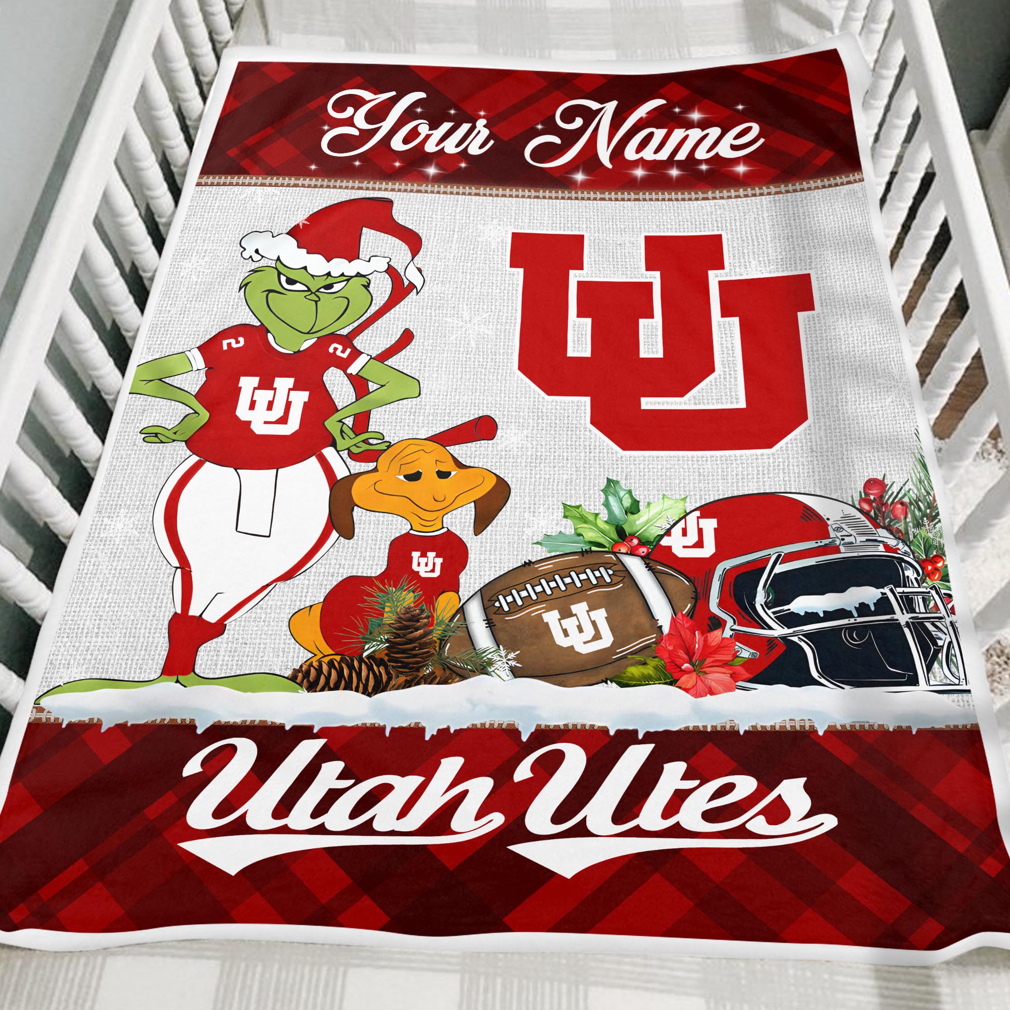 Sportswearmerch Utah Utes NCAA x Grinch Christmas Fleece Blanket For Fan