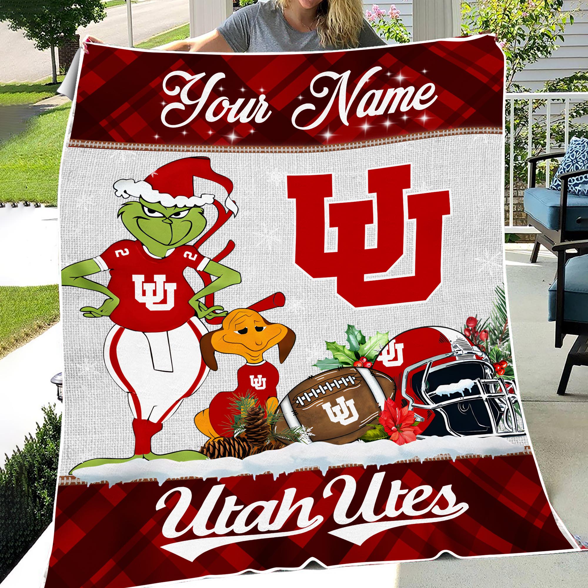 Sportswearmerch Utah Utes NCAA x Grinch Christmas Fleece Blanket For Fan