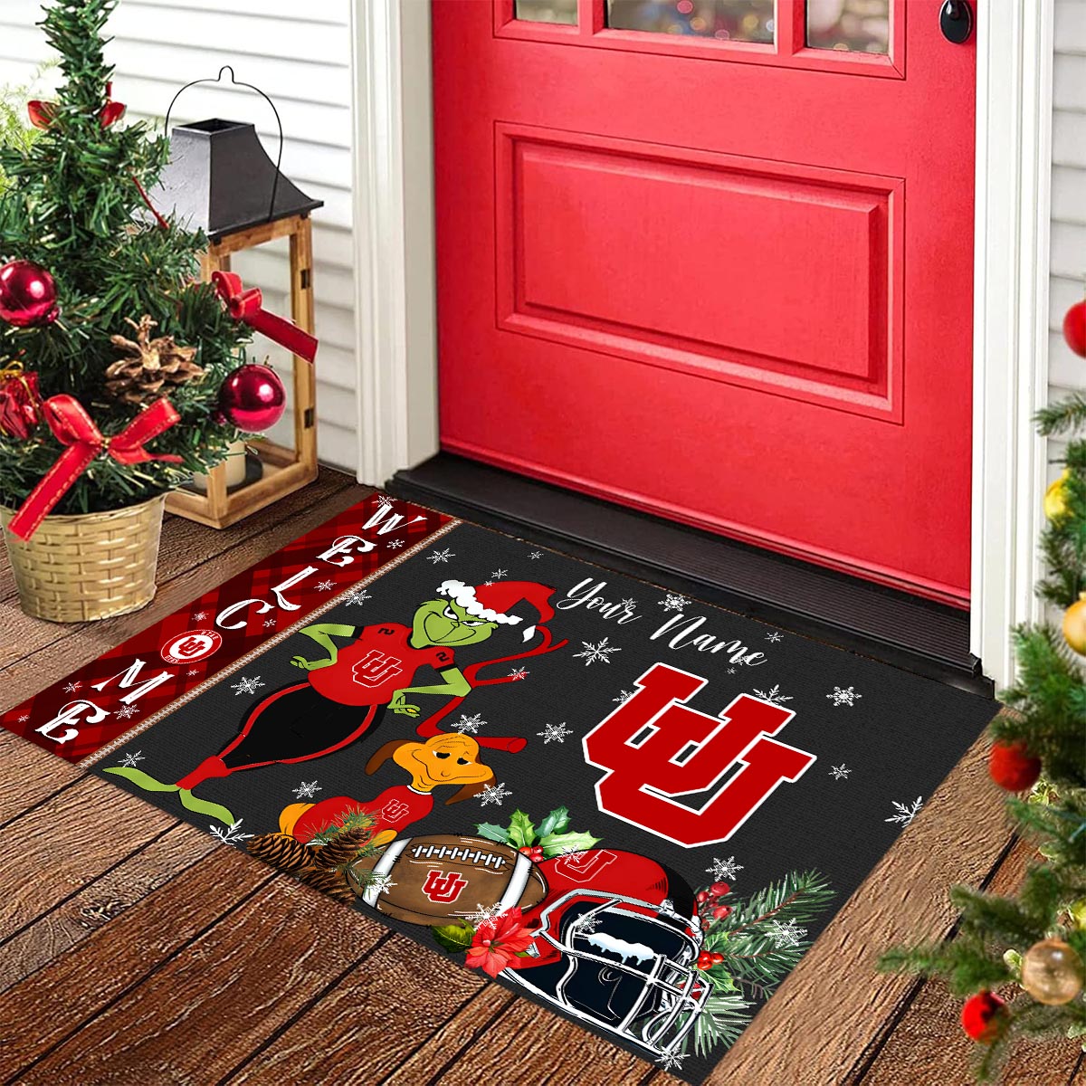 Sportswearmerch Utah Utes NCAA x Grinch Christmas Welcome Football Doormat For Fan