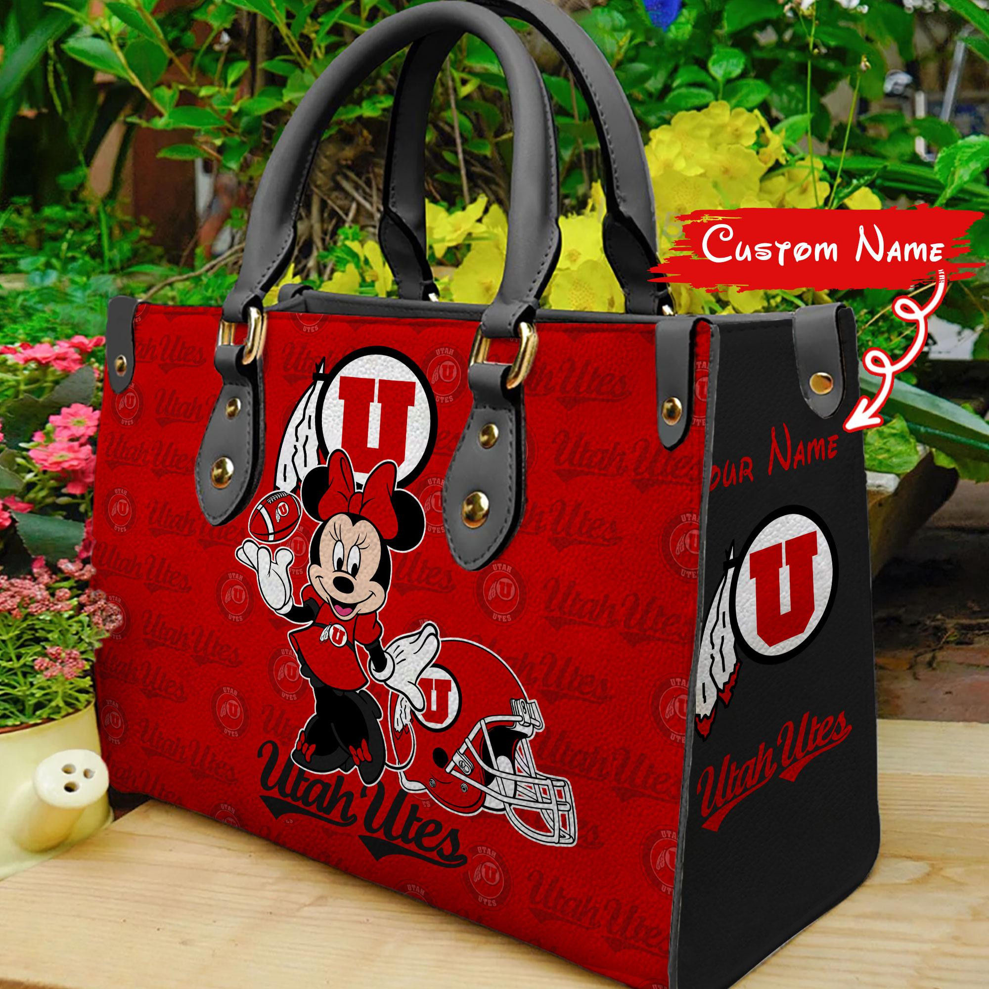 Sportswearmerch Utah Utes NCAA x Minnie Women Leather Handbag For Fan