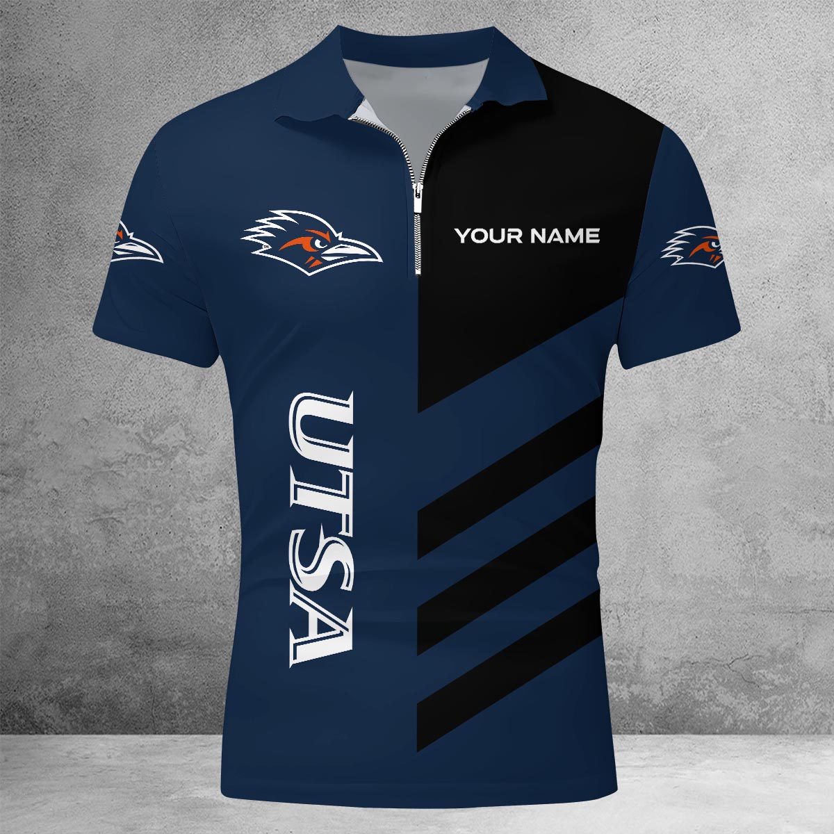 Sportswearmerch UTSA Roadrunners NCAA Lapel Zip Polo Shirt For Fan