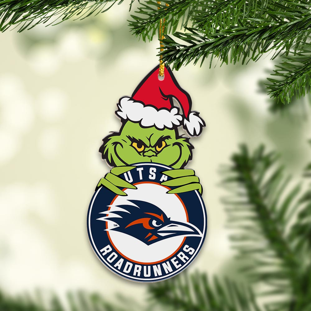 Sportswearmerch UTSA Roadrunners NCAA x Grinch Christmas Acrylic Ornament For Fans