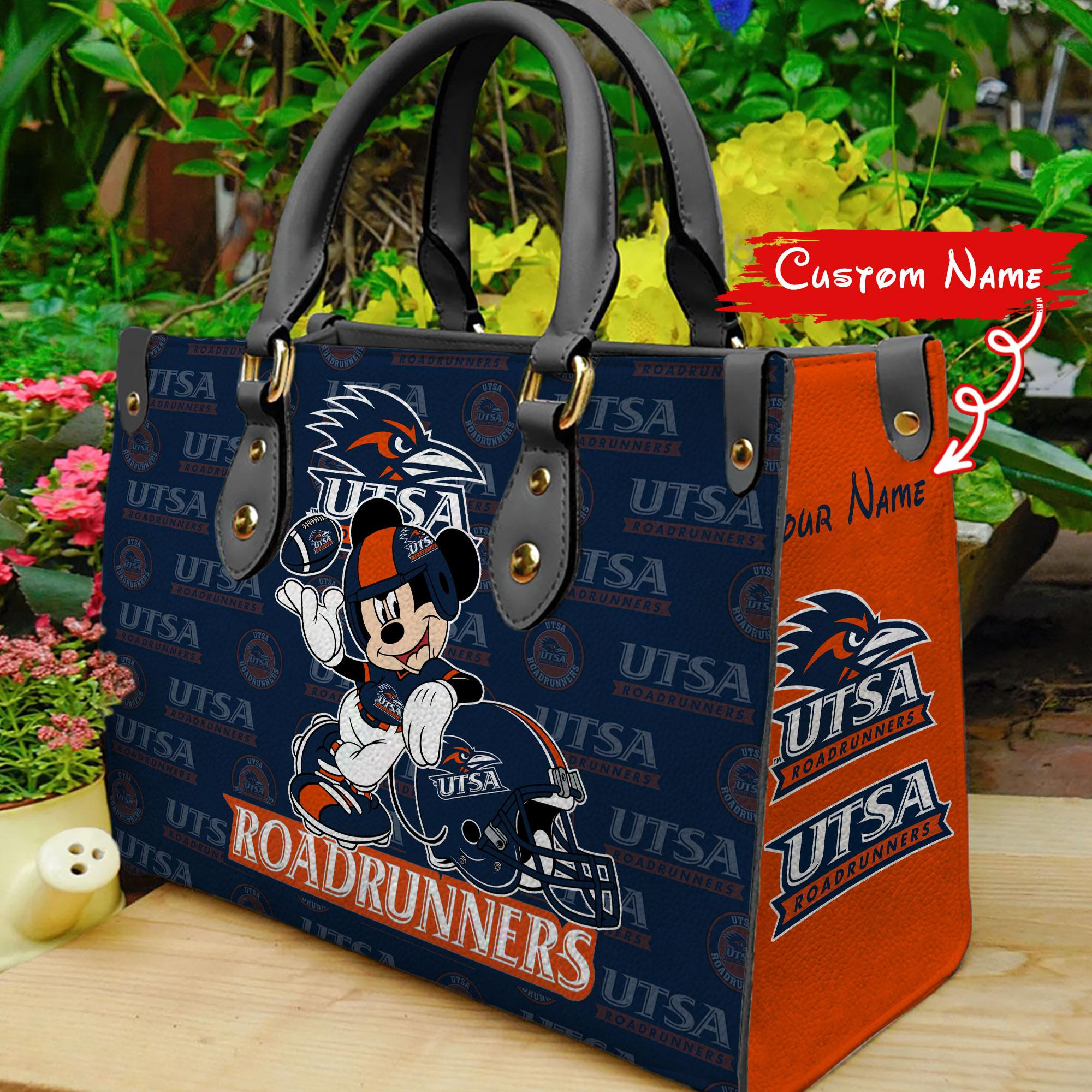 Sportswearmerch UTSA Roadrunners NCAA x Mickey Women Leather Handbag For Fan