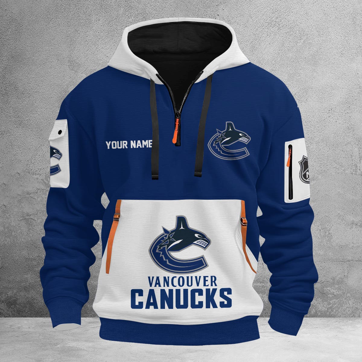 Sportswearmerch Vancouver Canucks NHL Half Zip Hoodie Personalized For Fan