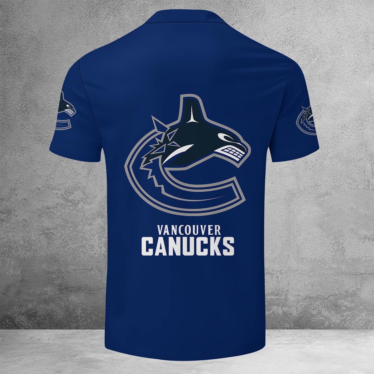 Sportswearmerch Vancouver Canucks NHL Lapel Zip Polo Shirt For Fan