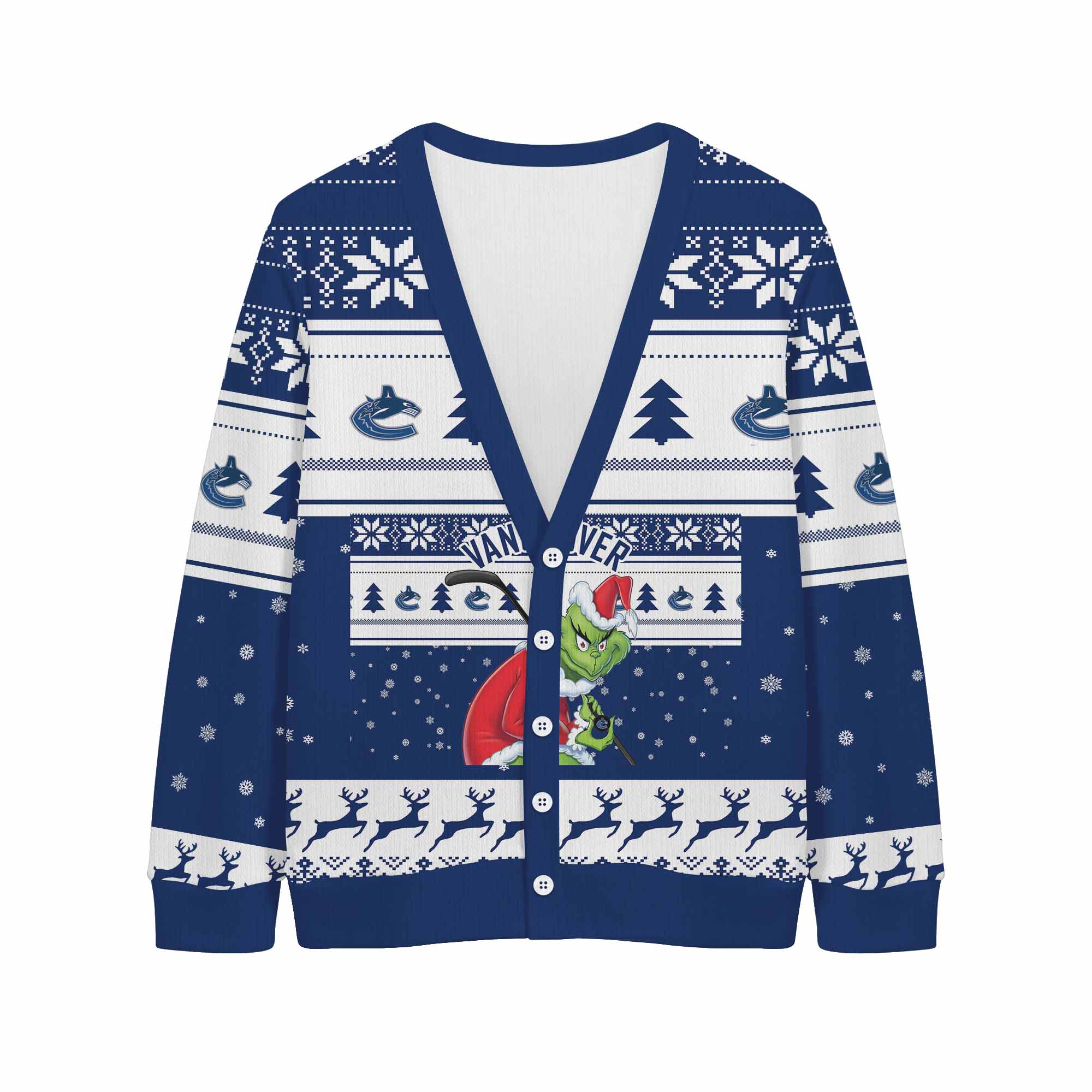 Sportswearmerch Vancouver Canucks NHL x Grinch Christmas Cardigan For Fan